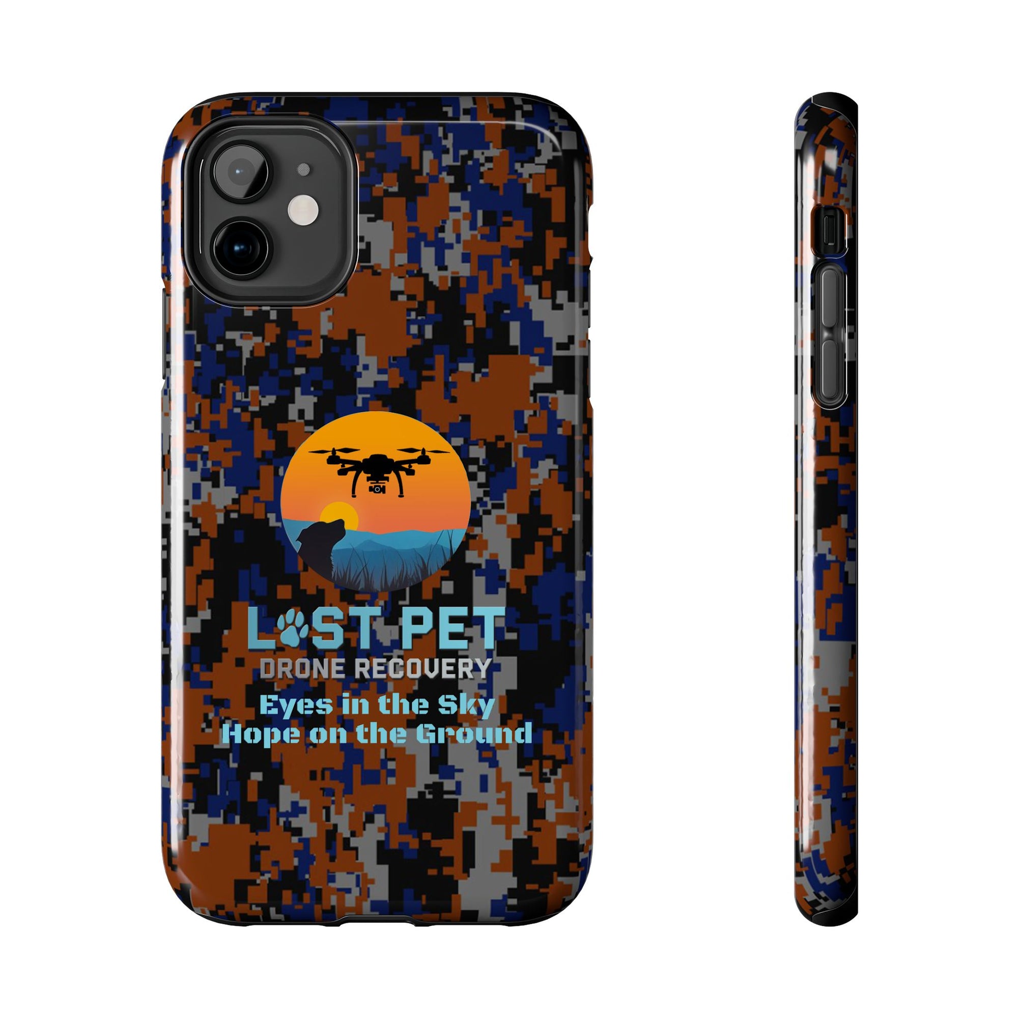 Lost Pet Drone Recovery Phone Case - Blue & Orange Camo
