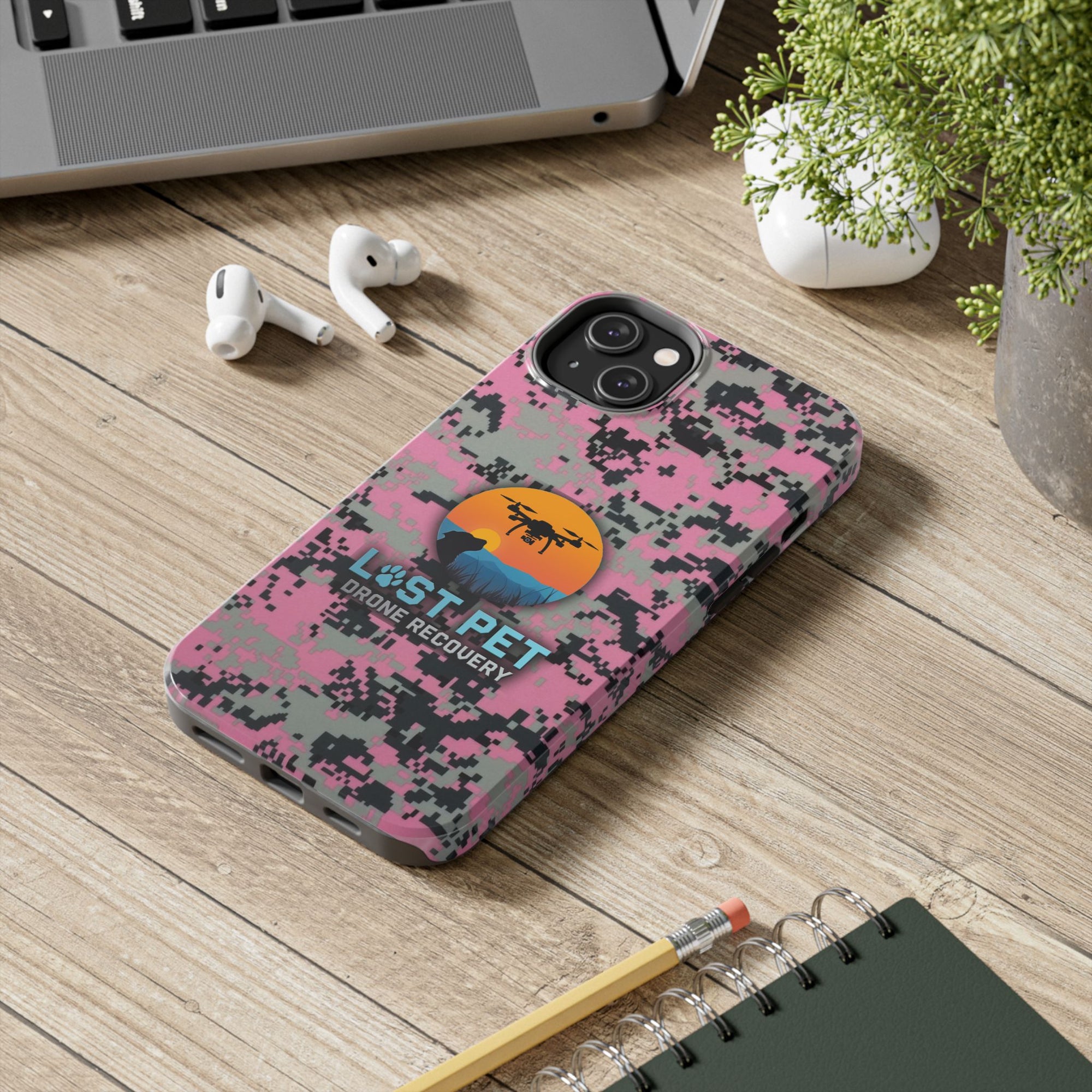 Lost Pet Drone Recovery Phone Case - Pink Camo