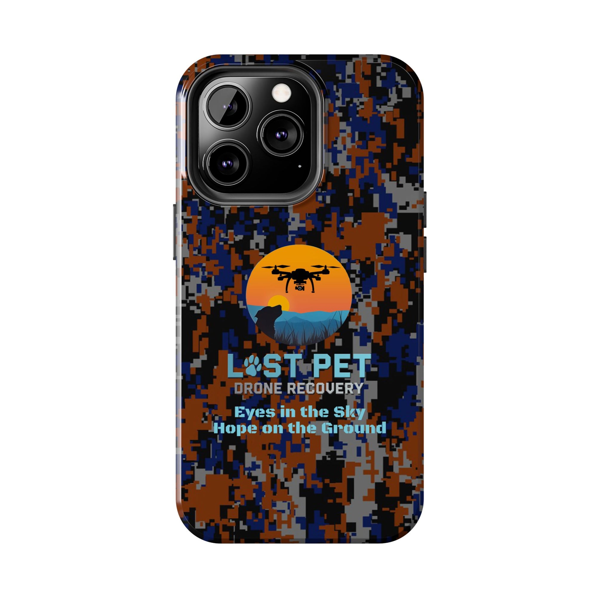 Lost Pet Drone Recovery Phone Case - Blue & Orange Camo