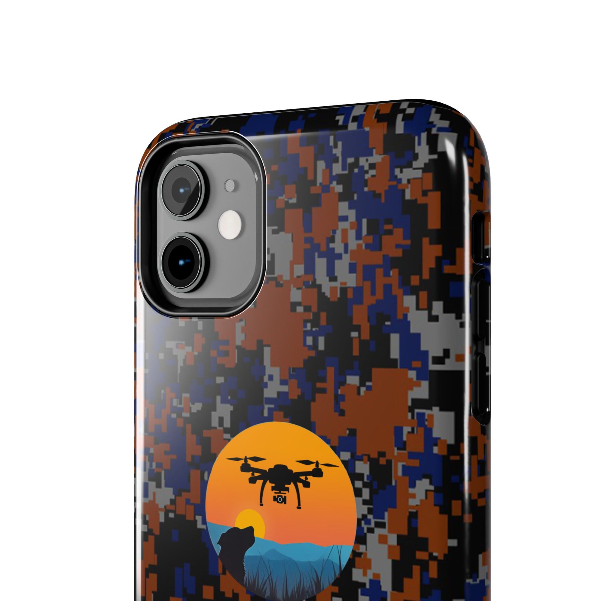 Lost Pet Drone Recovery Phone Case - Blue & Orange Camo