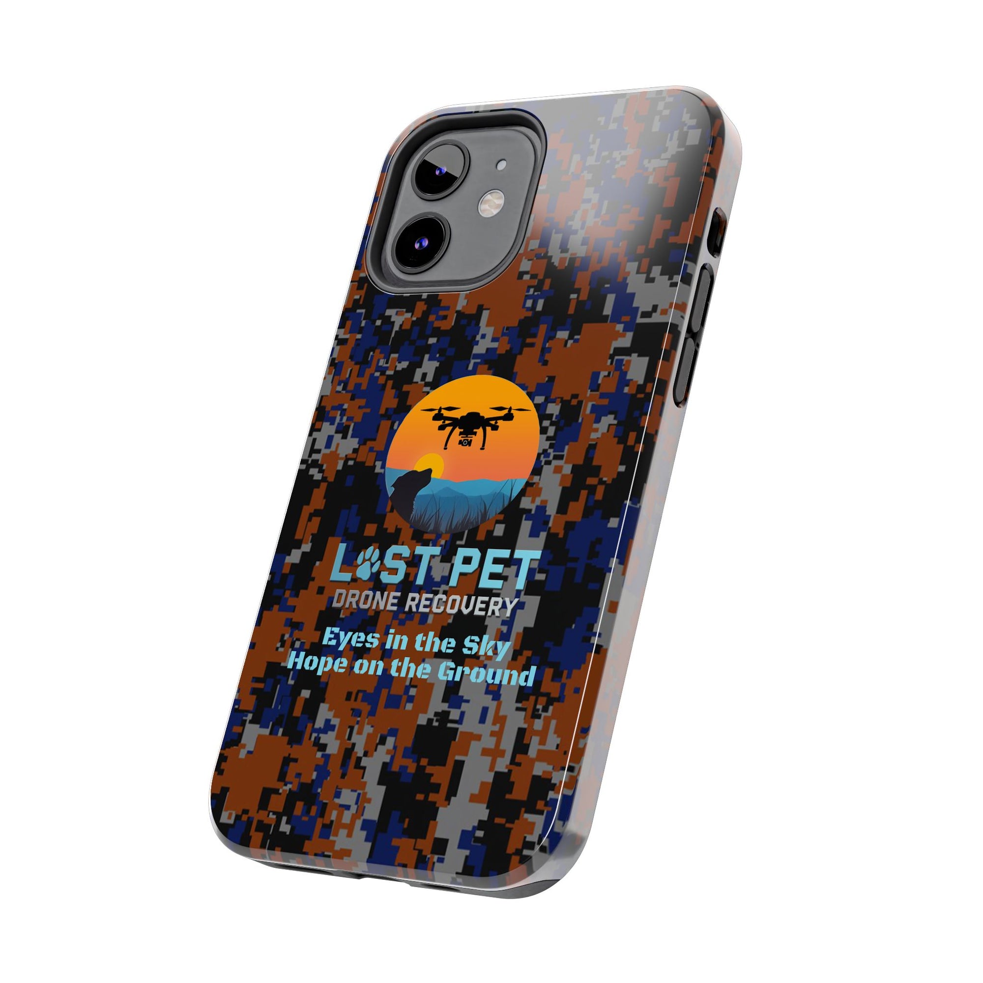 Lost Pet Drone Recovery Phone Case - Blue & Orange Camo