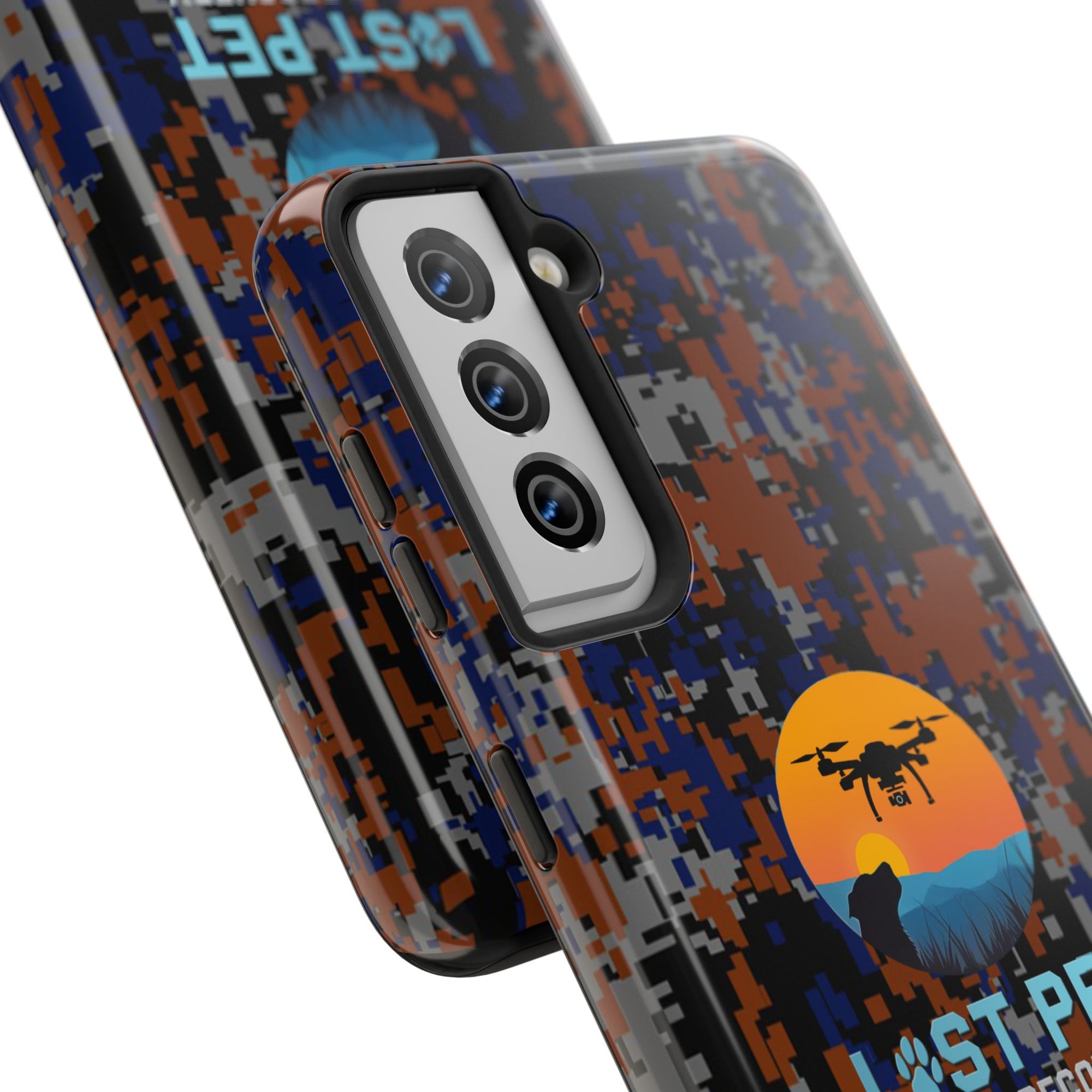 Lost Pet Drone Recovery Phone Case - Blue & Orange Camo