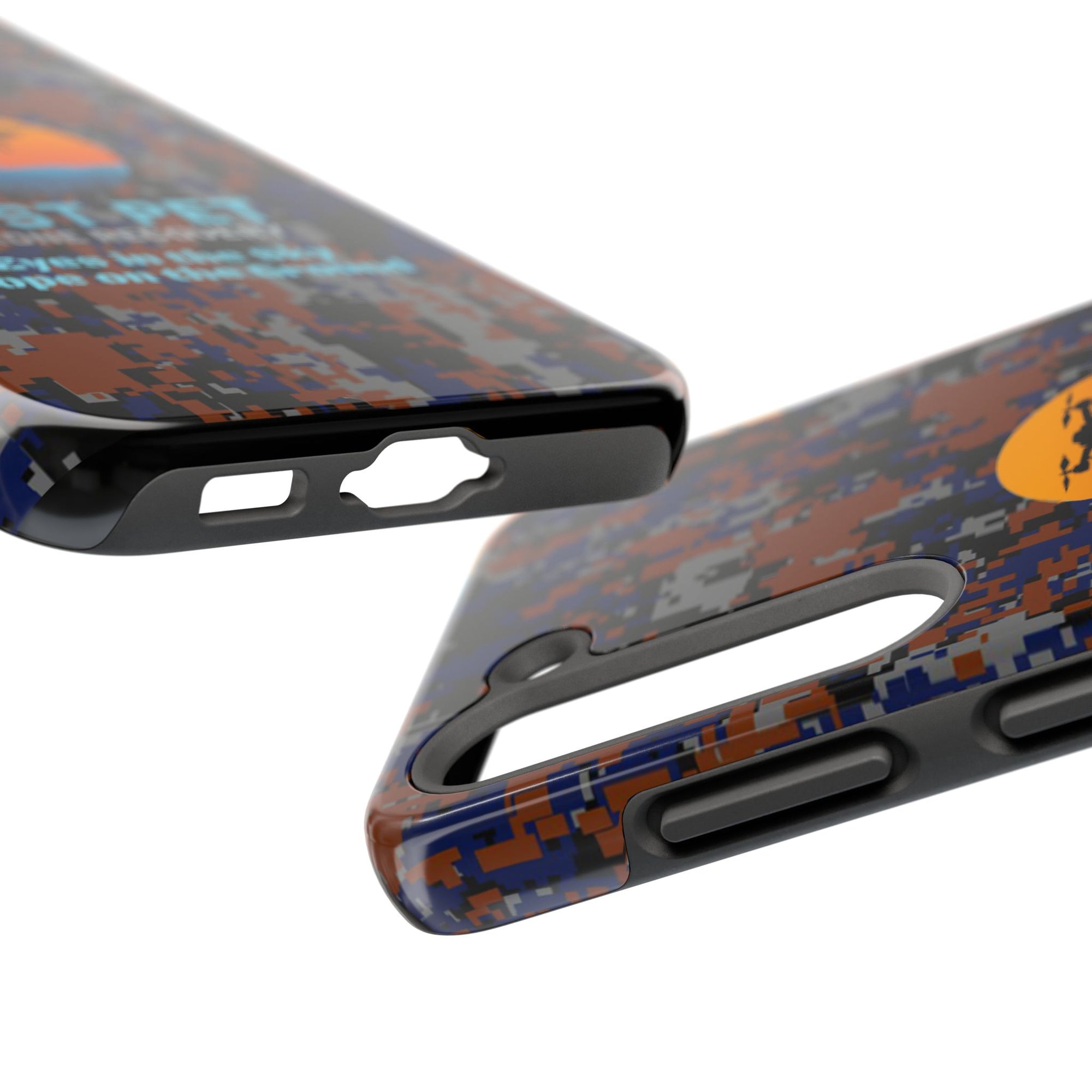 Lost Pet Drone Recovery Phone Case - Blue & Orange Camo