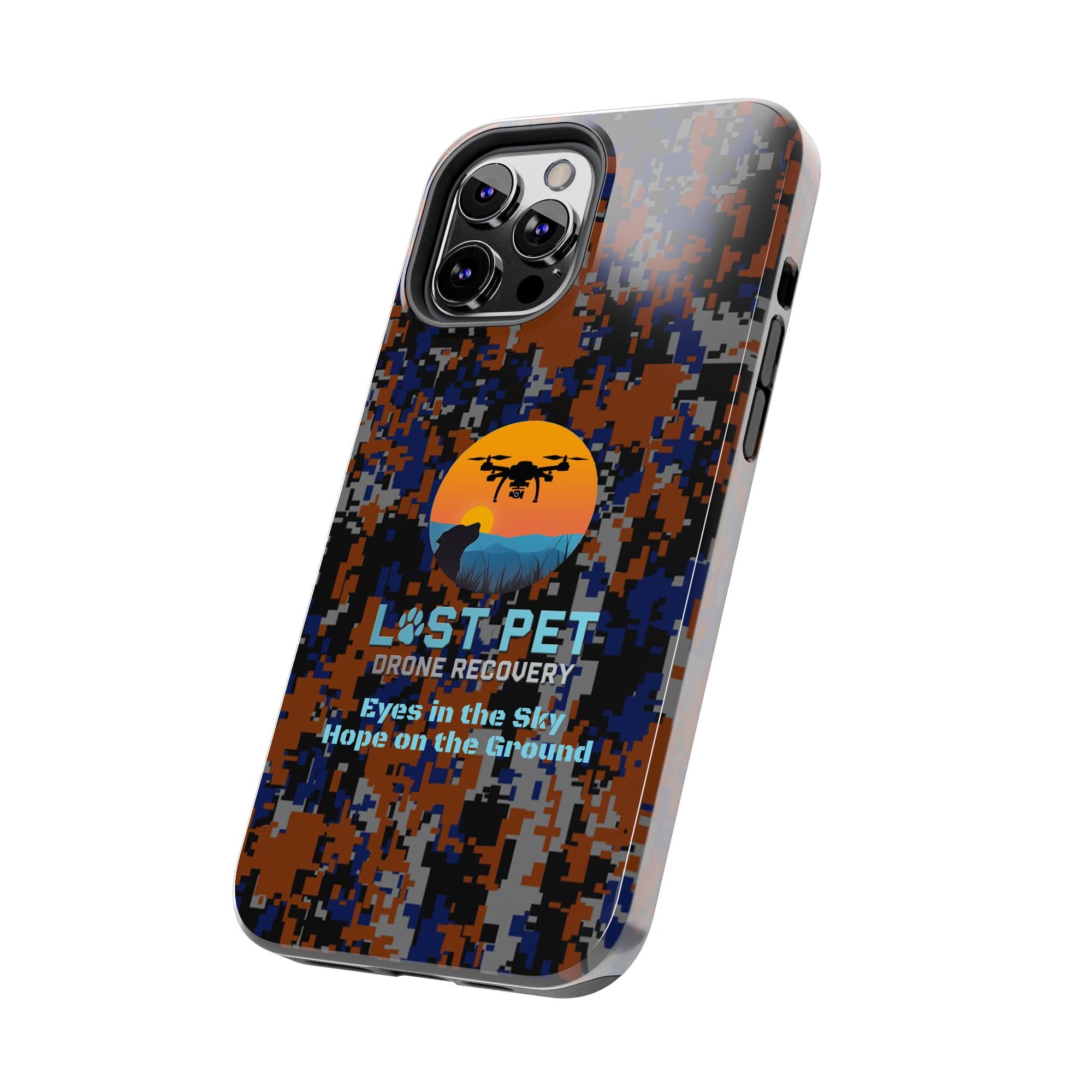 Lost Pet Drone Recovery Phone Case - Blue & Orange Camo