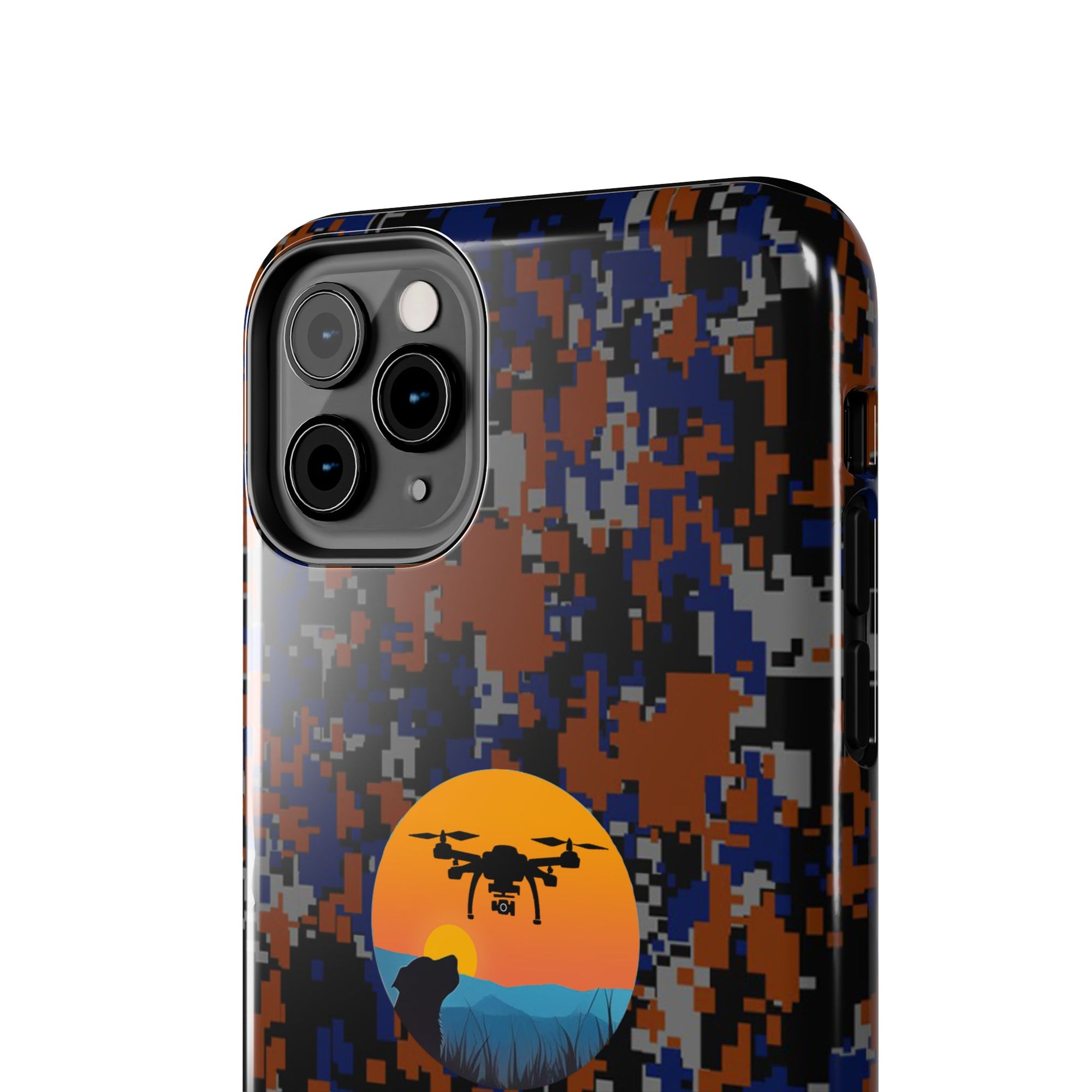 Lost Pet Drone Recovery Phone Case - Blue & Orange Camo