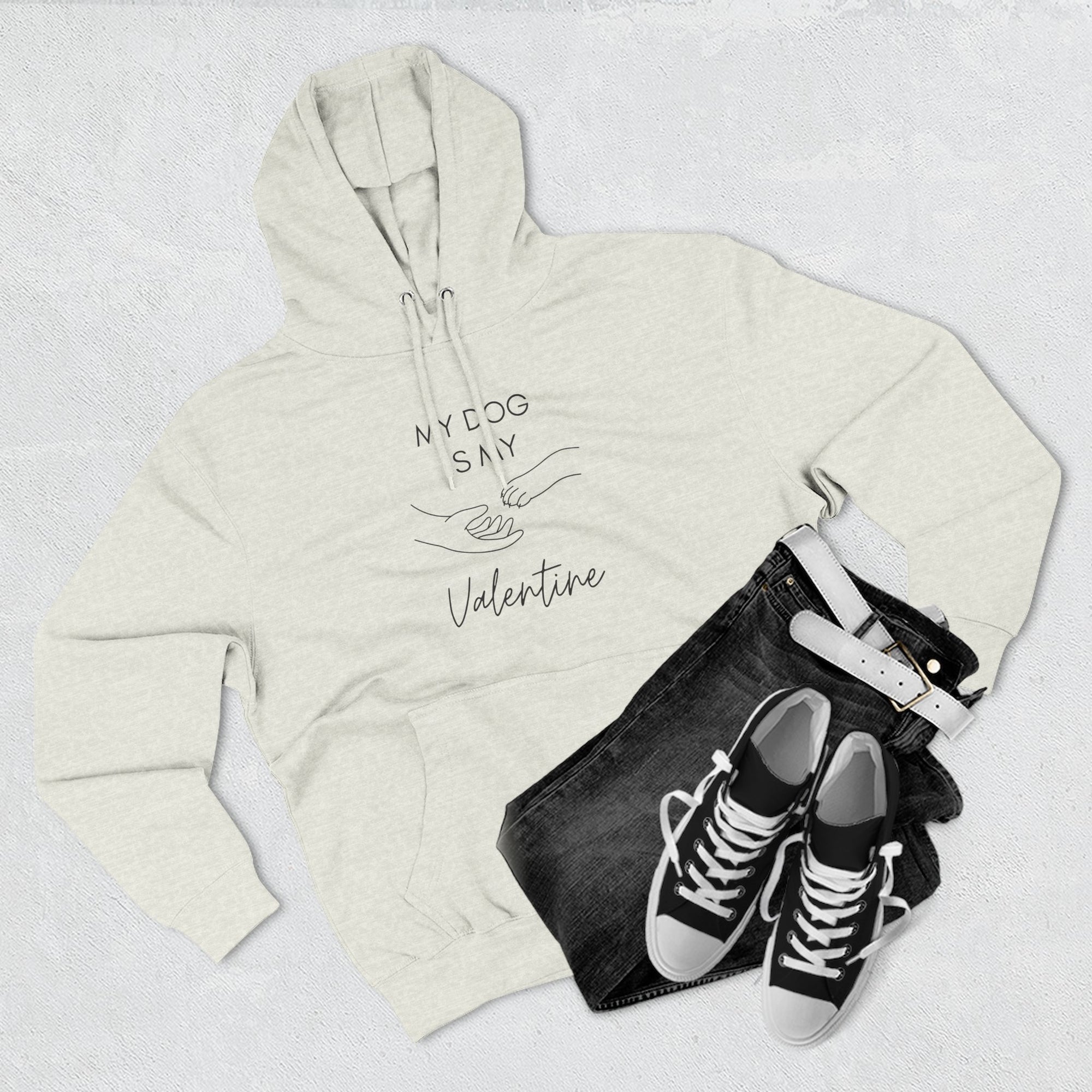 Fleece Hoodie - My Dog is My Valentine - LPDR