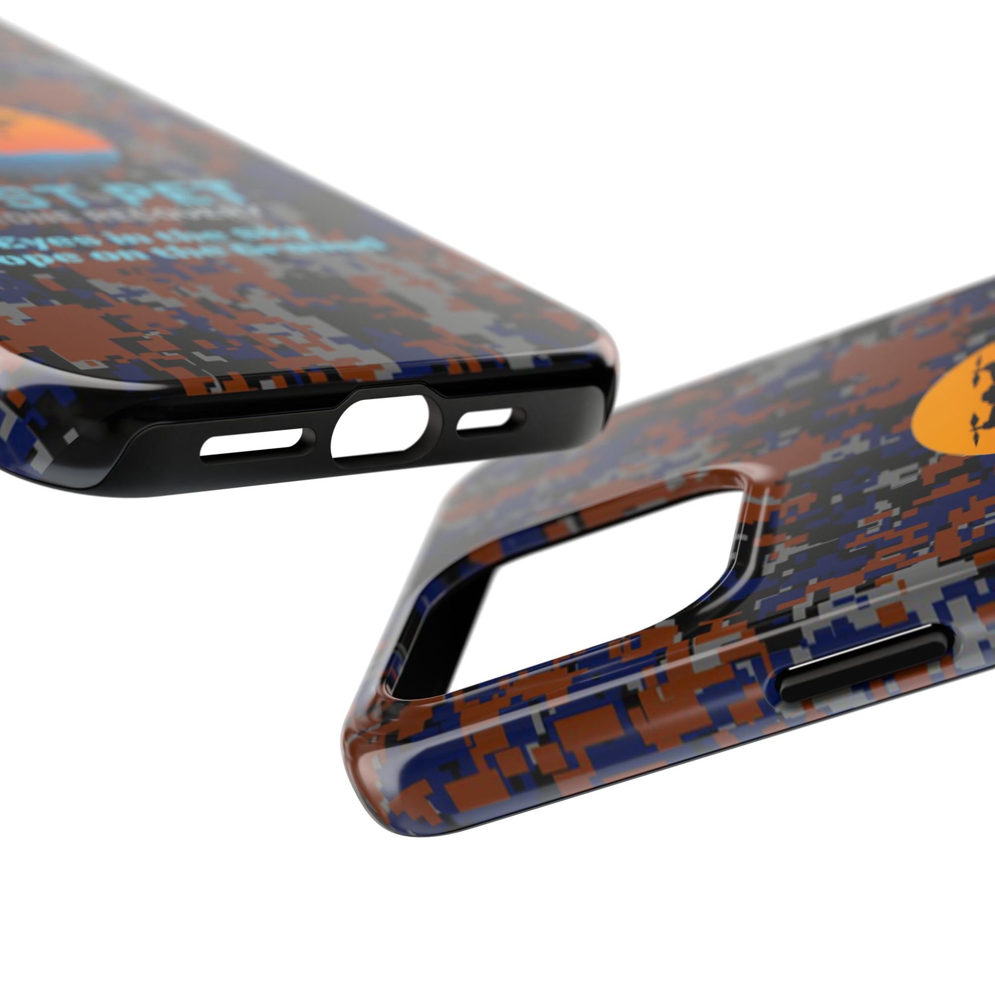 Lost Pet Drone Recovery Phone Case - Blue & Orange Camo