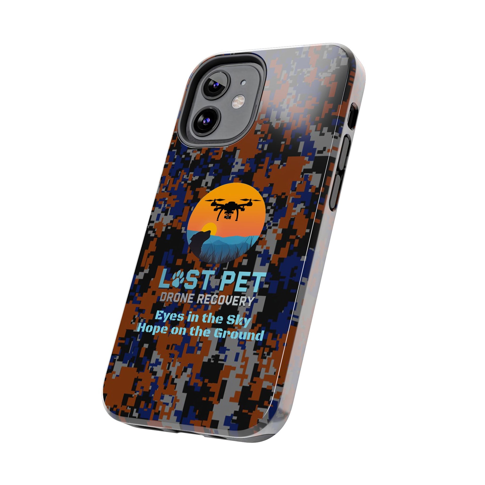 Lost Pet Drone Recovery Phone Case - Blue & Orange Camo