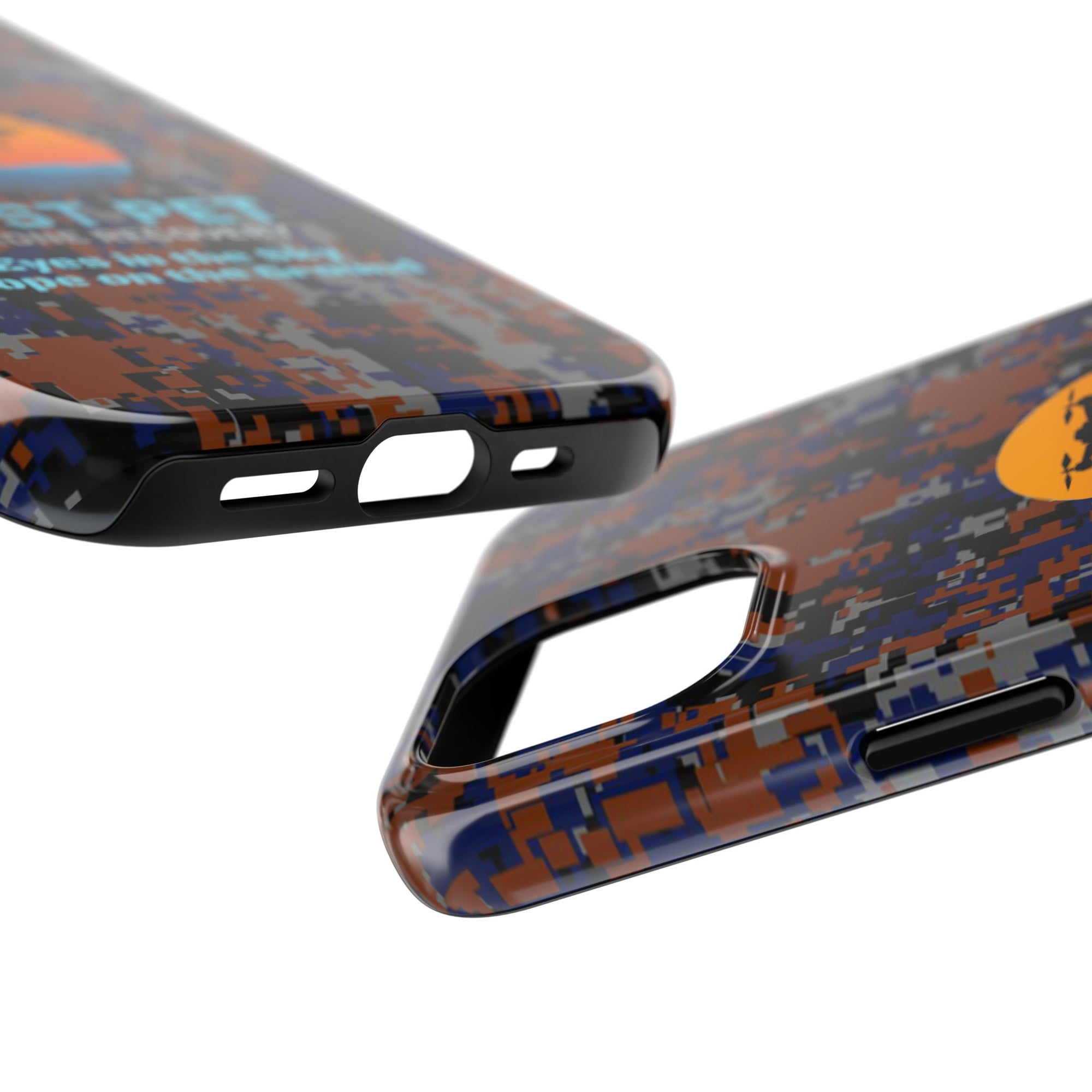 Lost Pet Drone Recovery Phone Case - Blue & Orange Camo