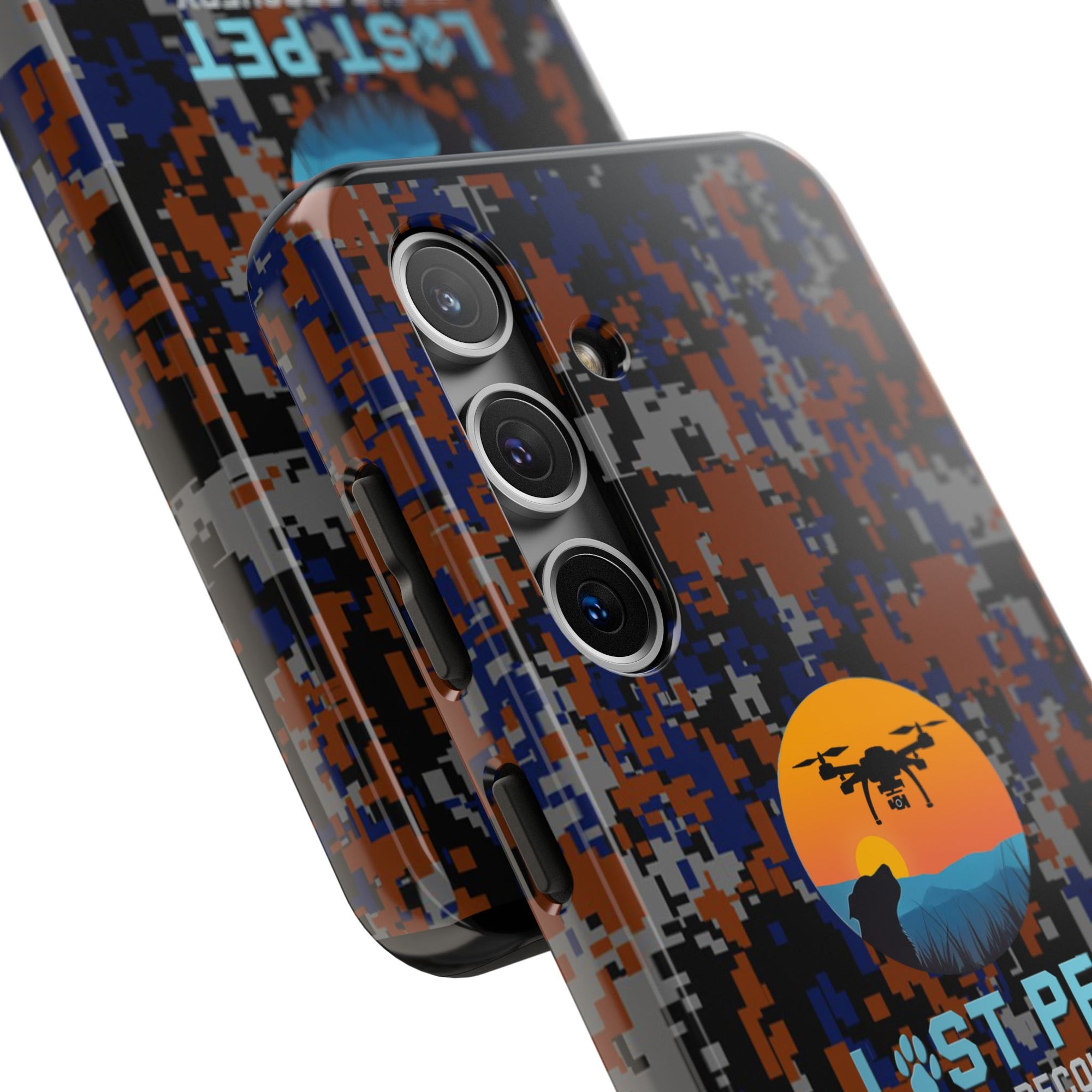 Lost Pet Drone Recovery Phone Case - Blue & Orange Camo