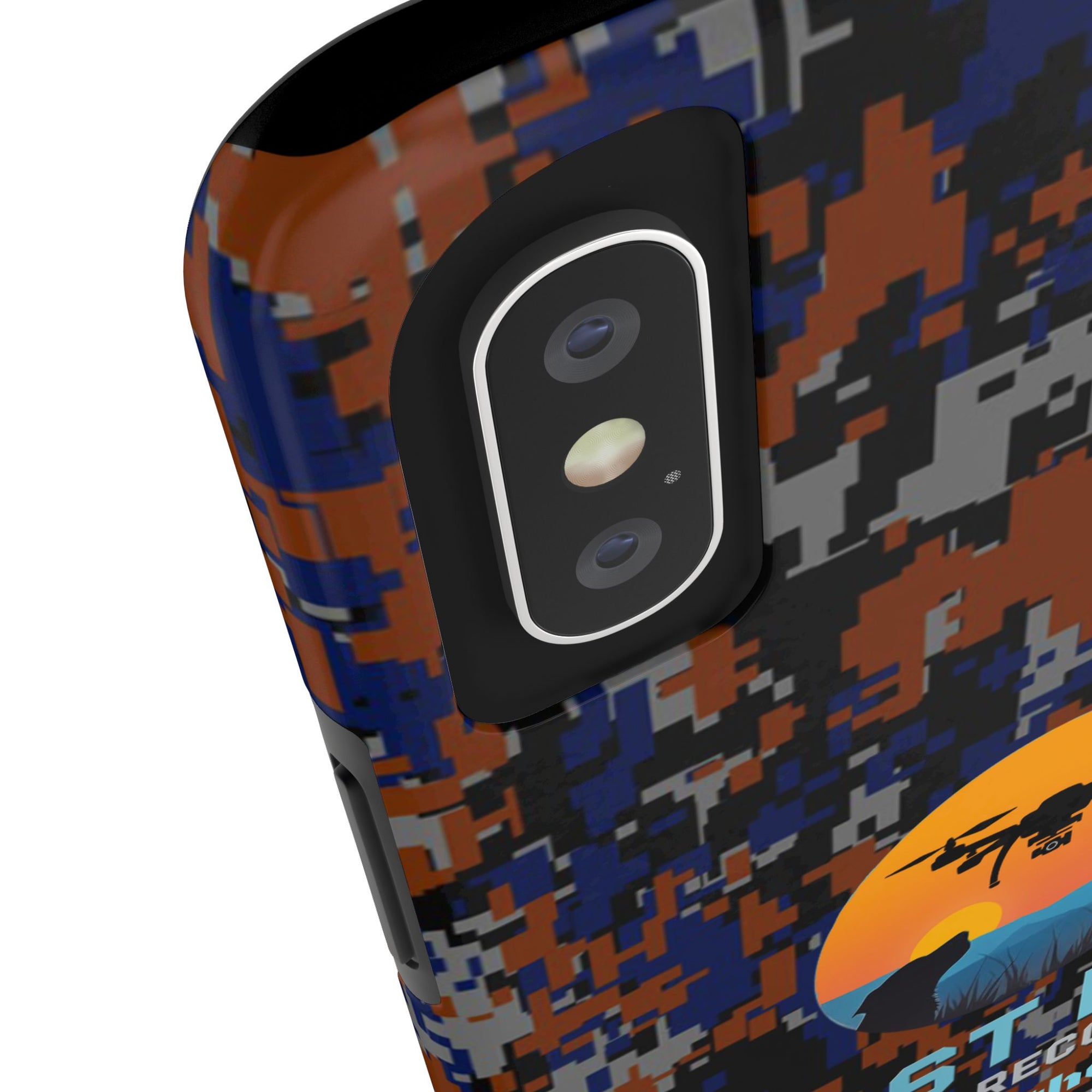 Lost Pet Drone Recovery Phone Case - Blue & Orange Camo