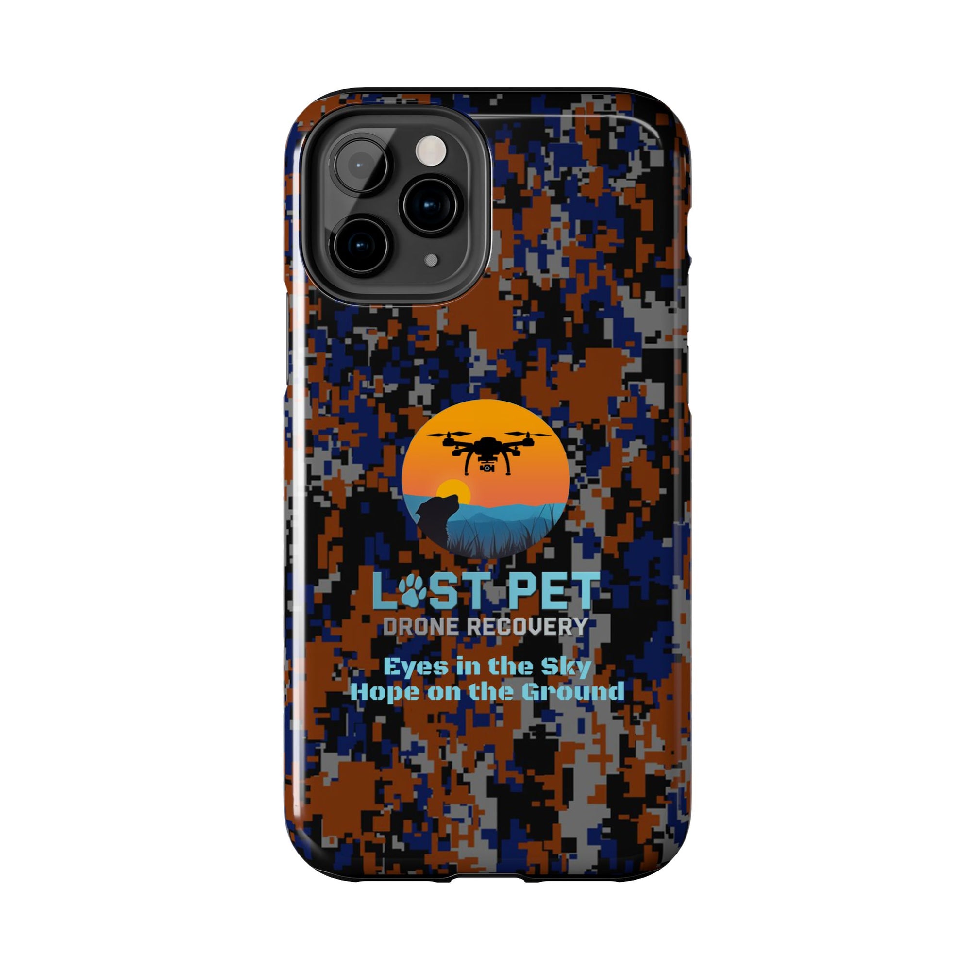 Lost Pet Drone Recovery Phone Case - Blue & Orange Camo