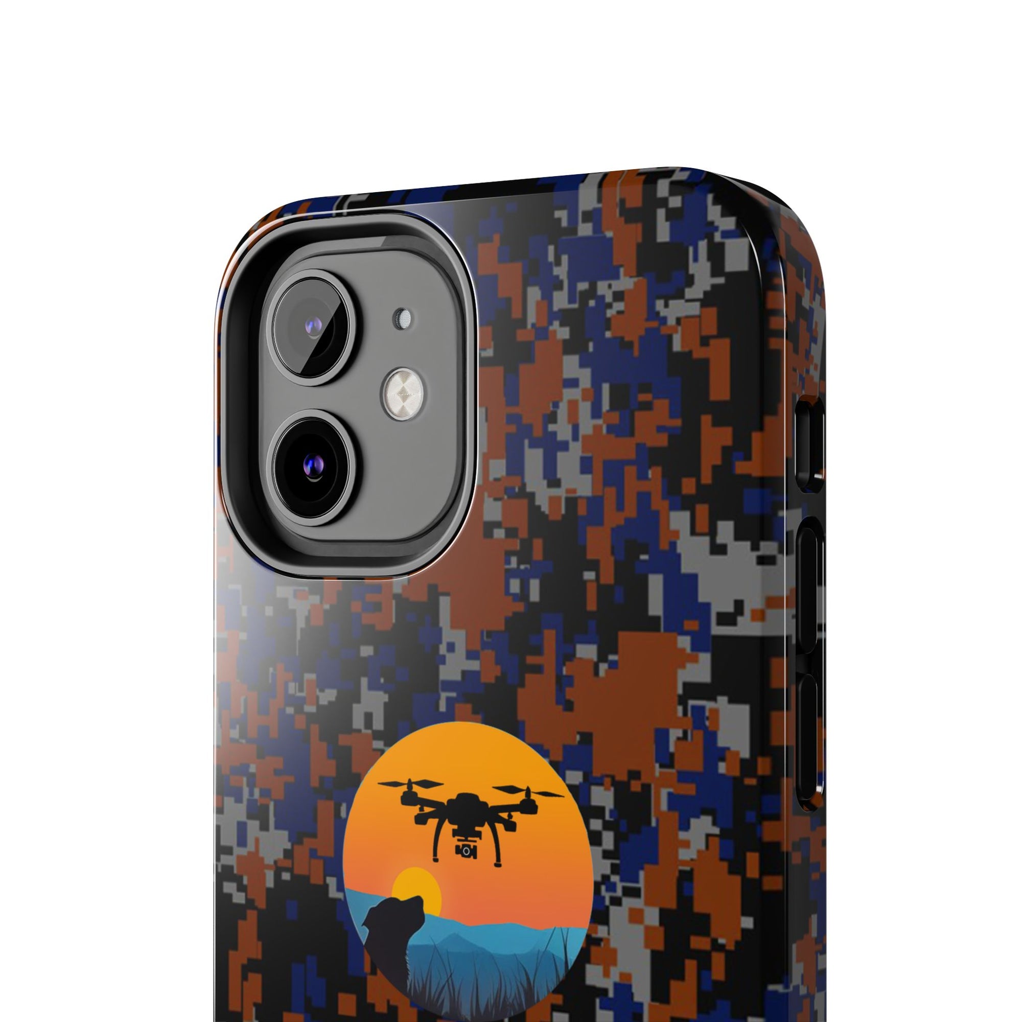 Lost Pet Drone Recovery Phone Case - Blue & Orange Camo