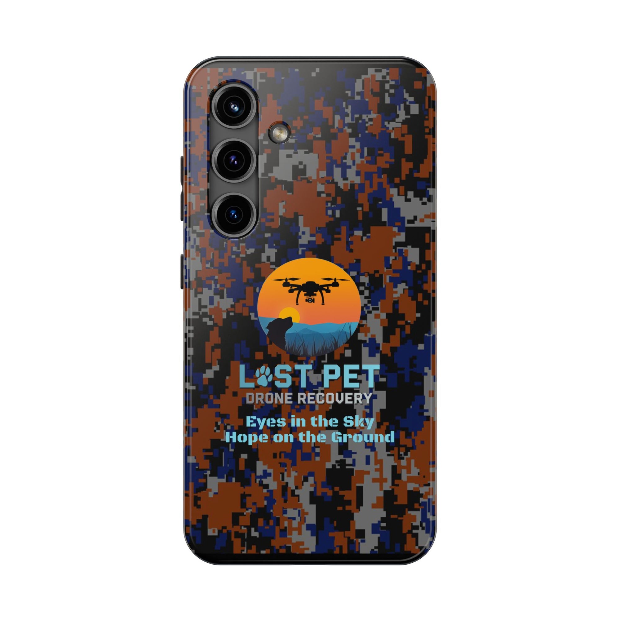 Lost Pet Drone Recovery Phone Case - Blue & Orange Camo