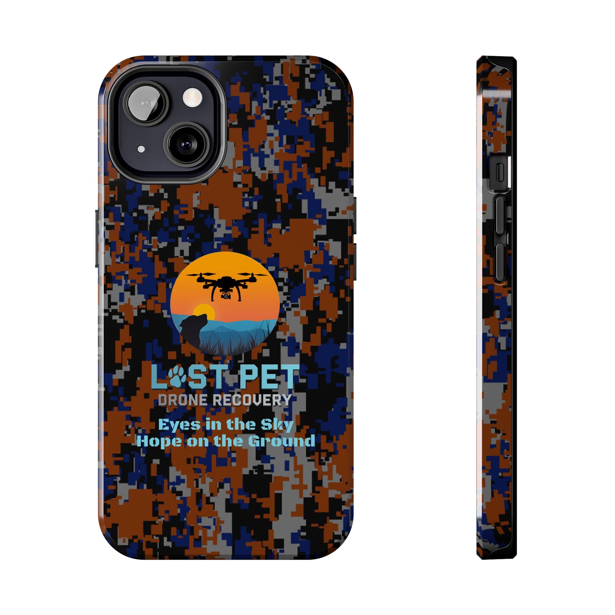 Lost Pet Drone Recovery Phone Case - Blue & Orange Camo