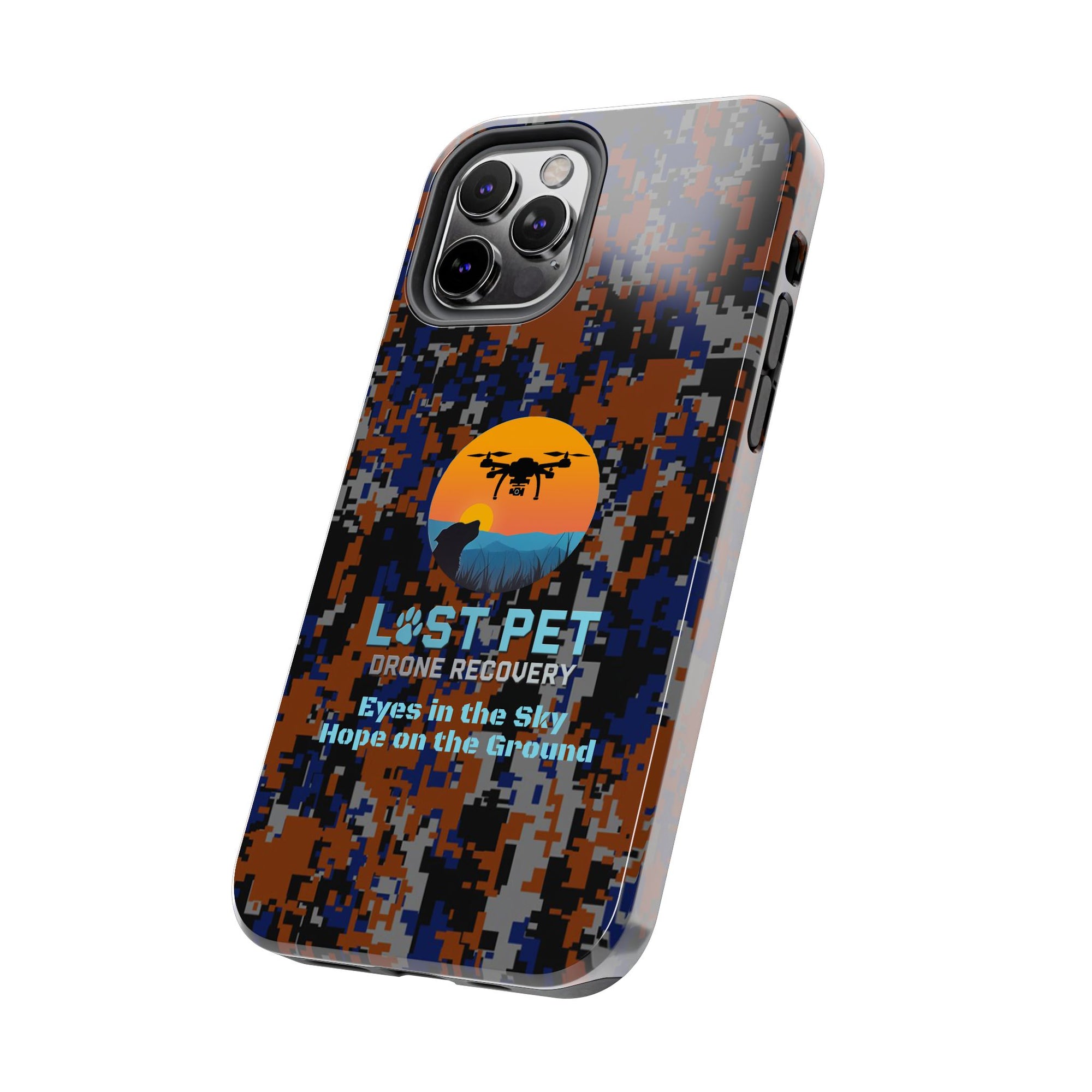 Lost Pet Drone Recovery Phone Case - Blue & Orange Camo