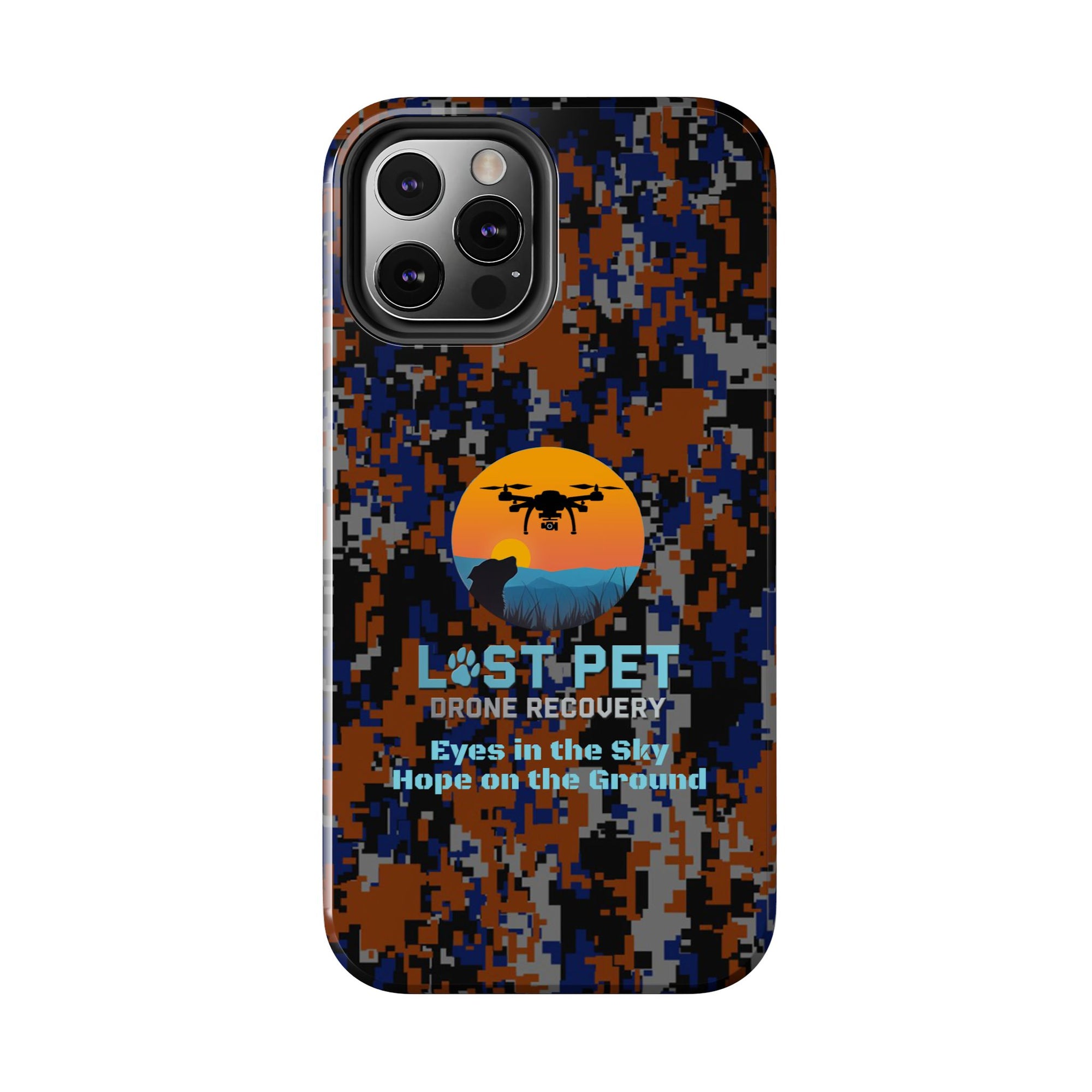 Lost Pet Drone Recovery Phone Case - Blue & Orange Camo