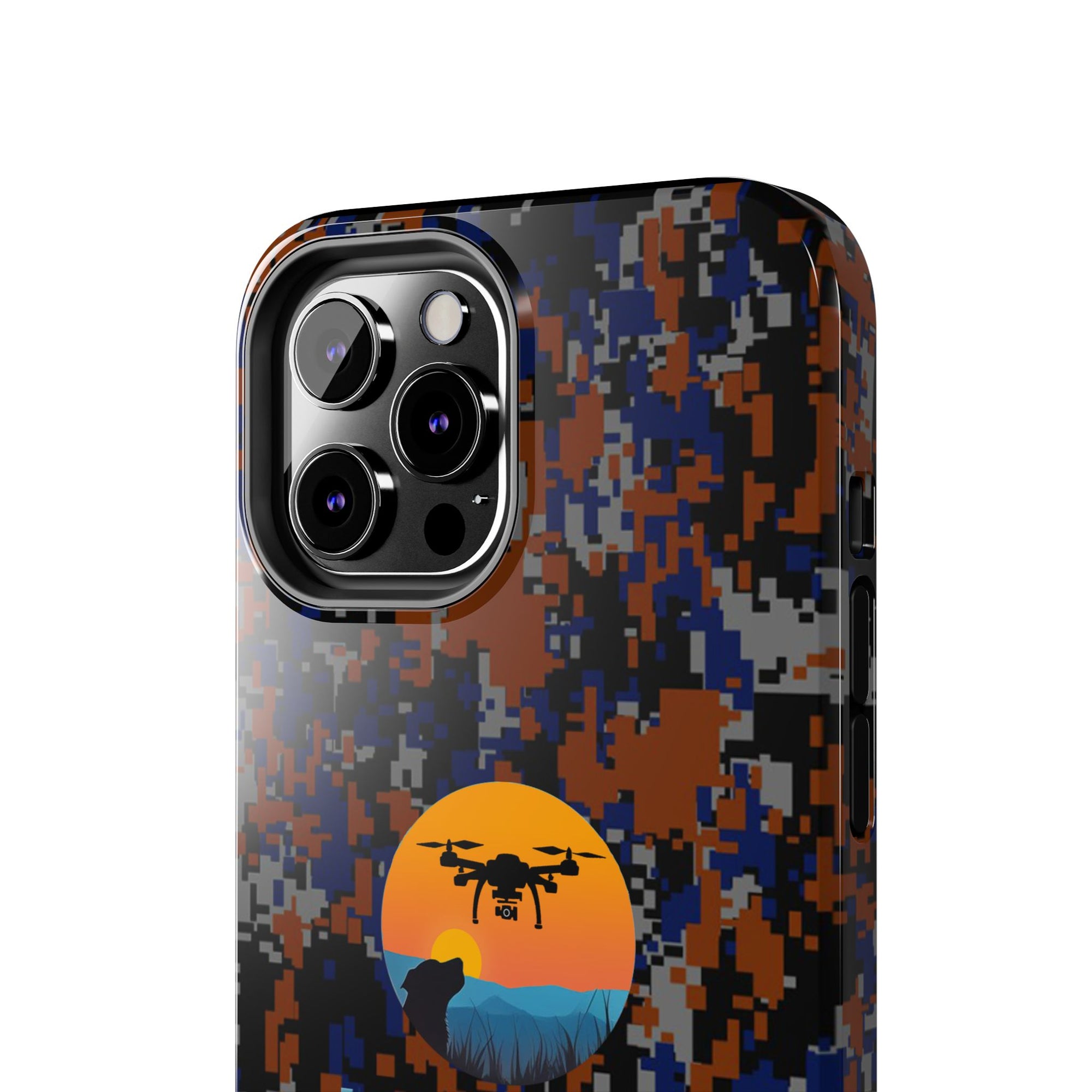 Lost Pet Drone Recovery Phone Case - Blue & Orange Camo
