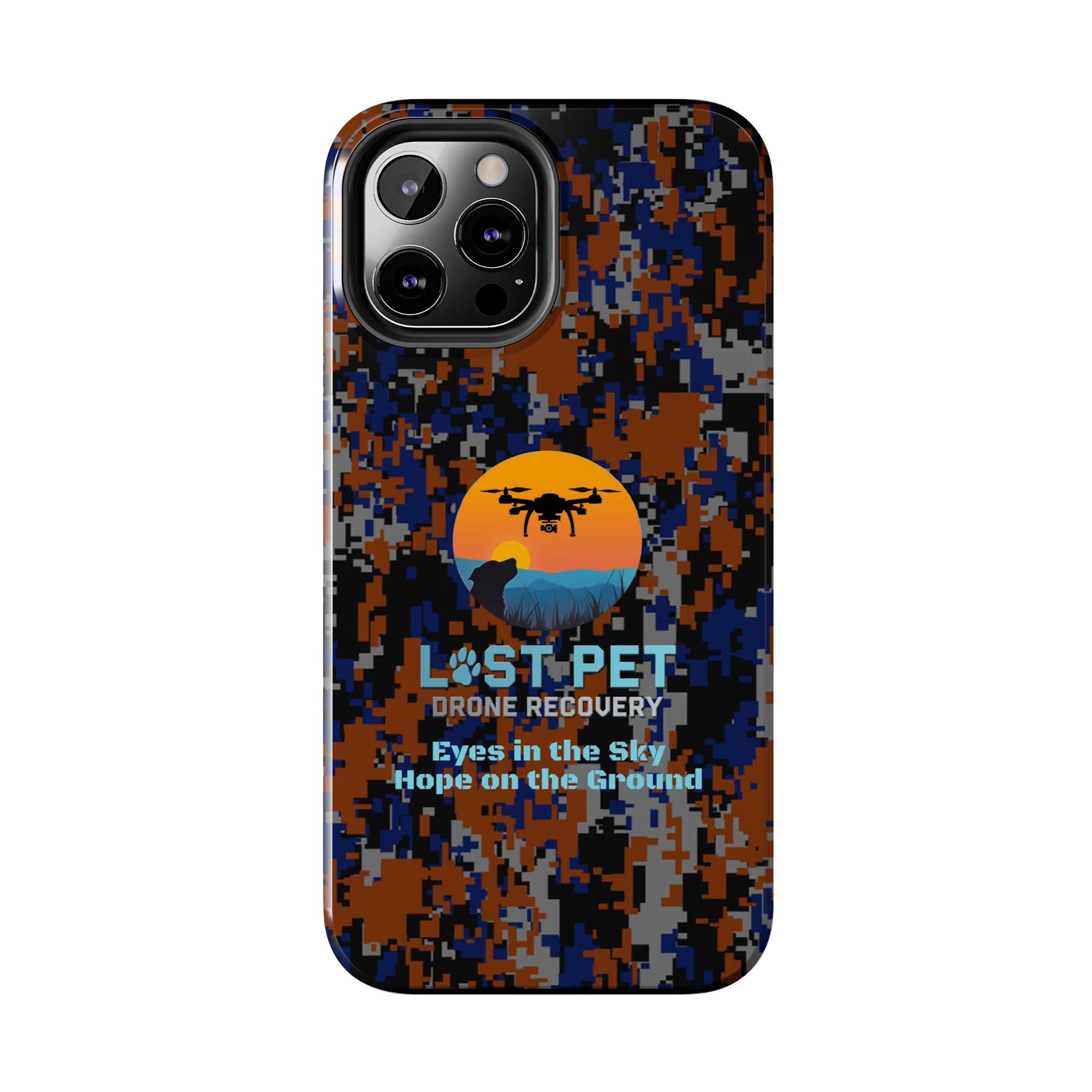 Lost Pet Drone Recovery Phone Case - Blue & Orange Camo