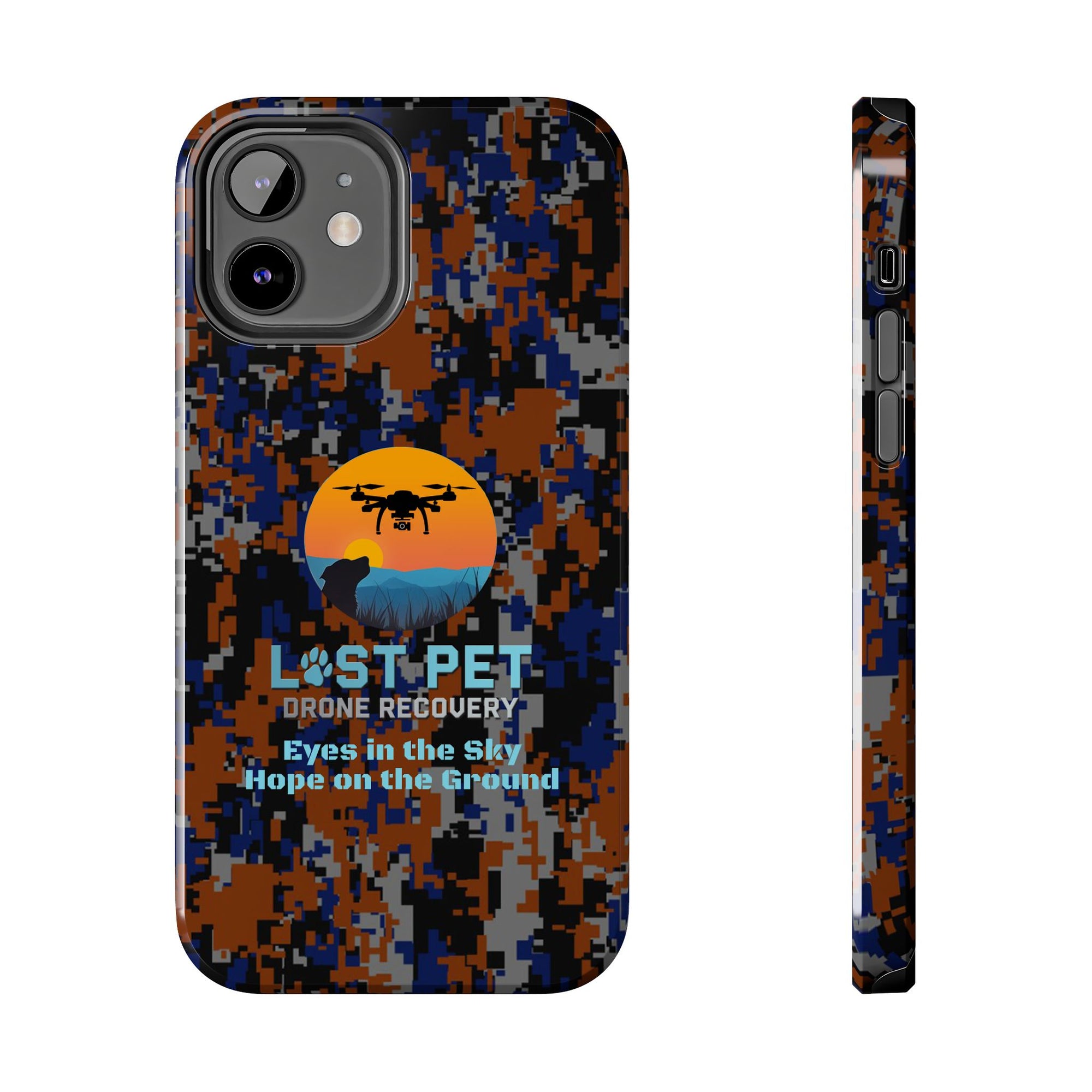 Lost Pet Drone Recovery Phone Case - Blue & Orange Camo