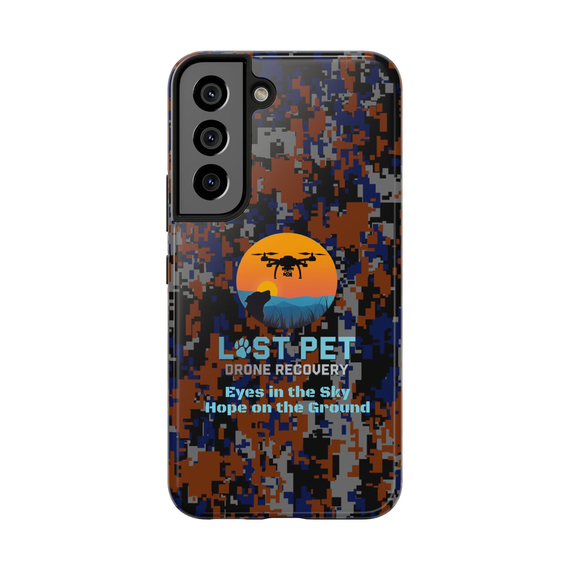 Lost Pet Drone Recovery Phone Case - Blue & Orange Camo