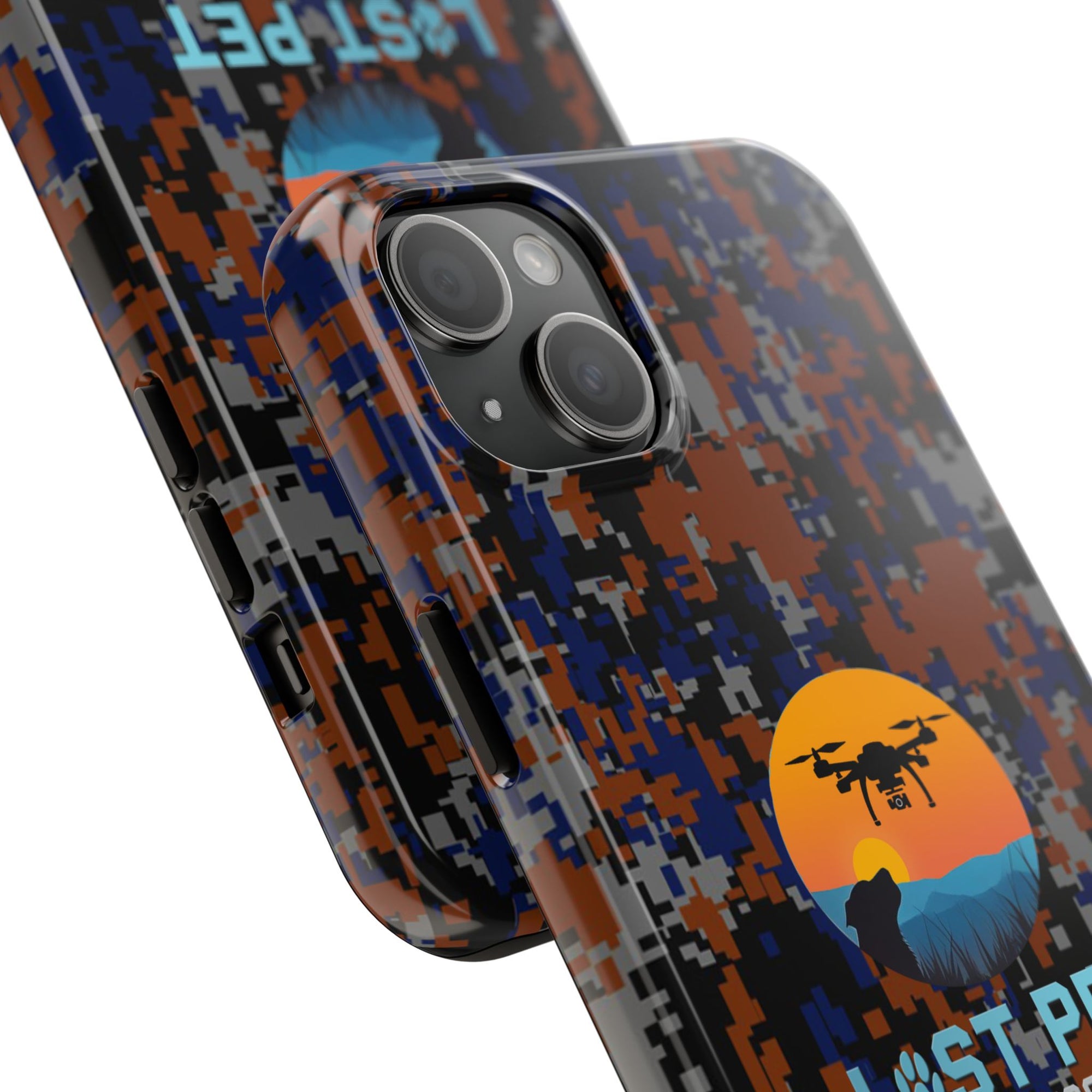 Lost Pet Drone Recovery Phone Case - Blue & Orange Camo
