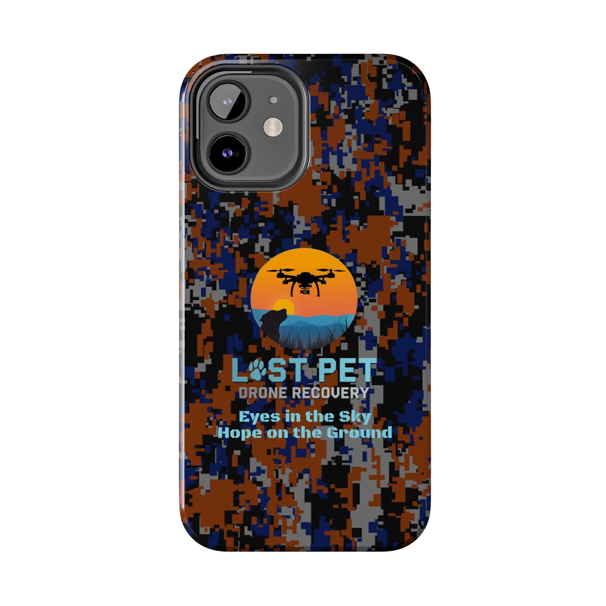 Lost Pet Drone Recovery Phone Case - Blue & Orange Camo