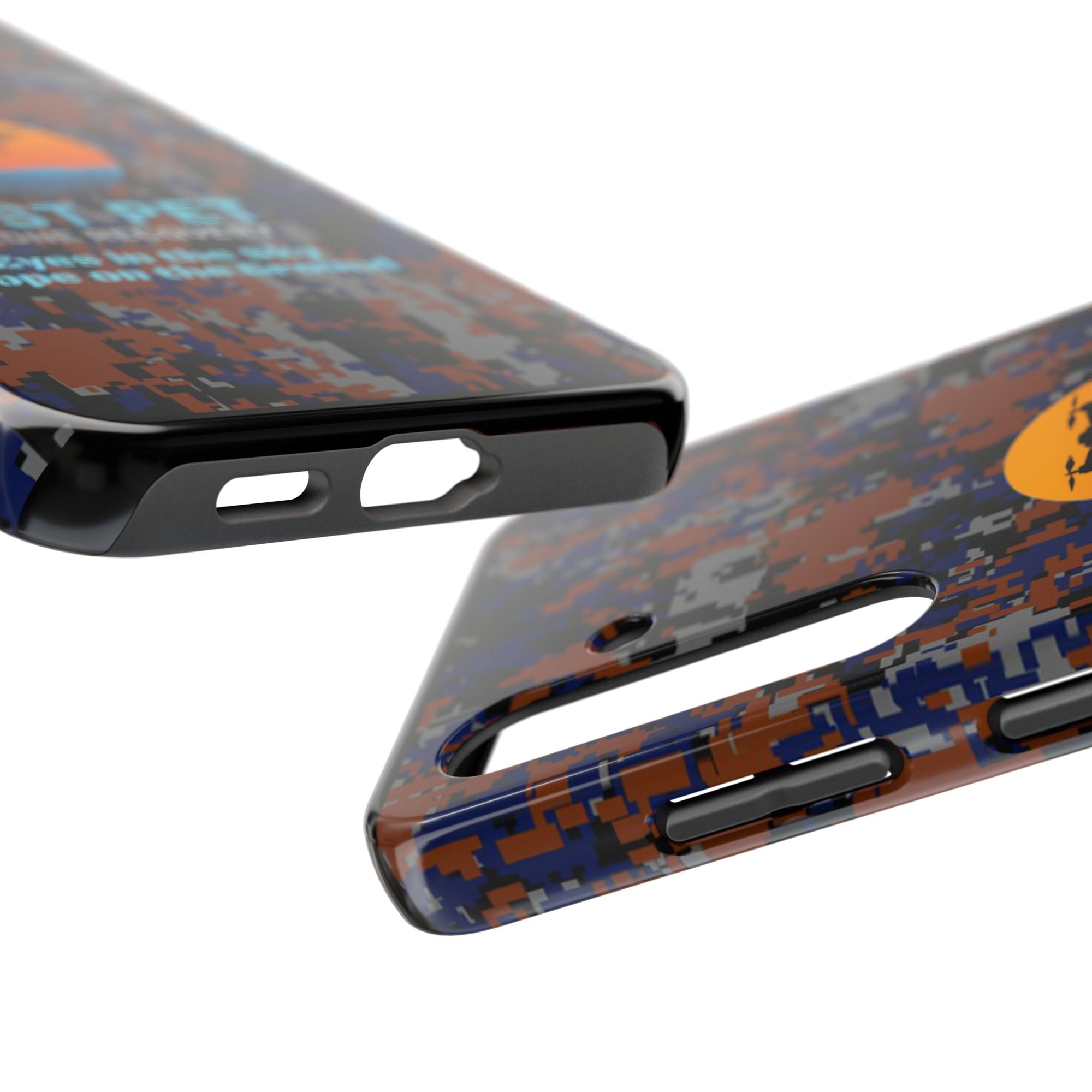 Lost Pet Drone Recovery Phone Case - Blue & Orange Camo