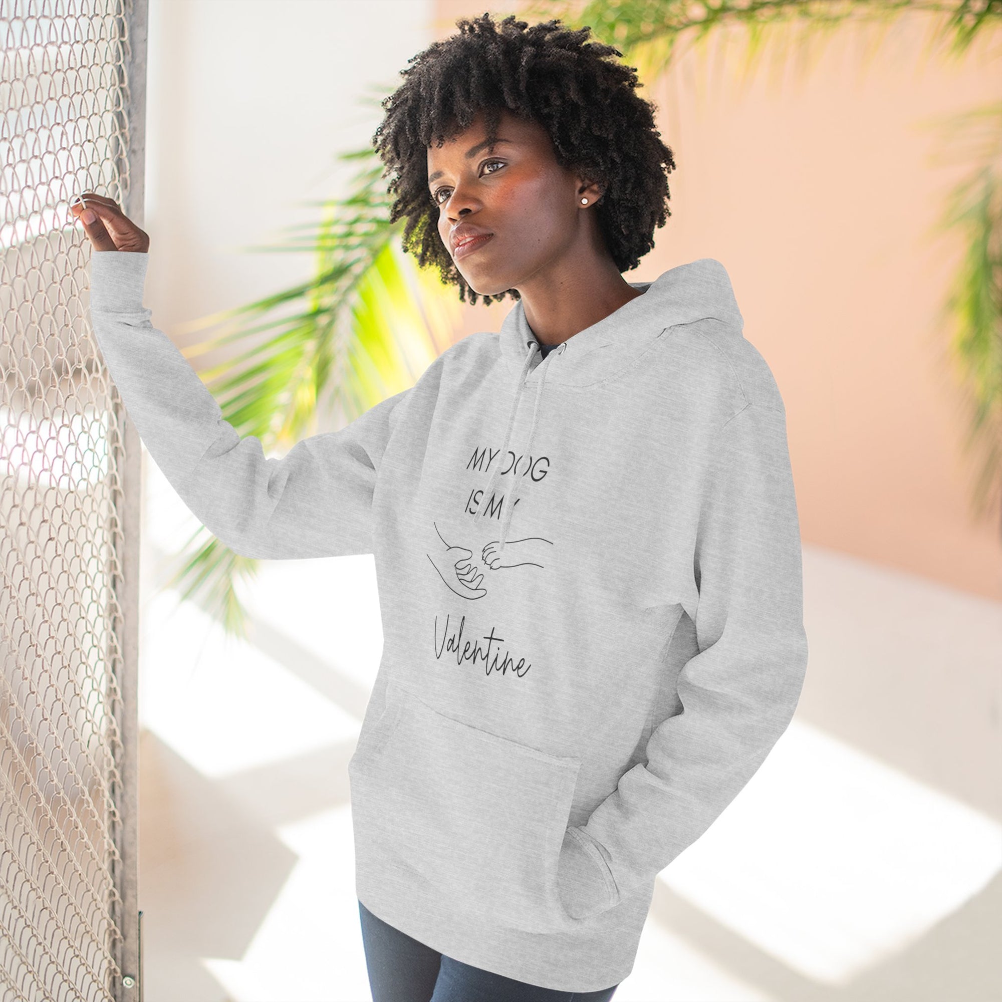 Fleece Hoodie - My Dog is My Valentine - LPDR