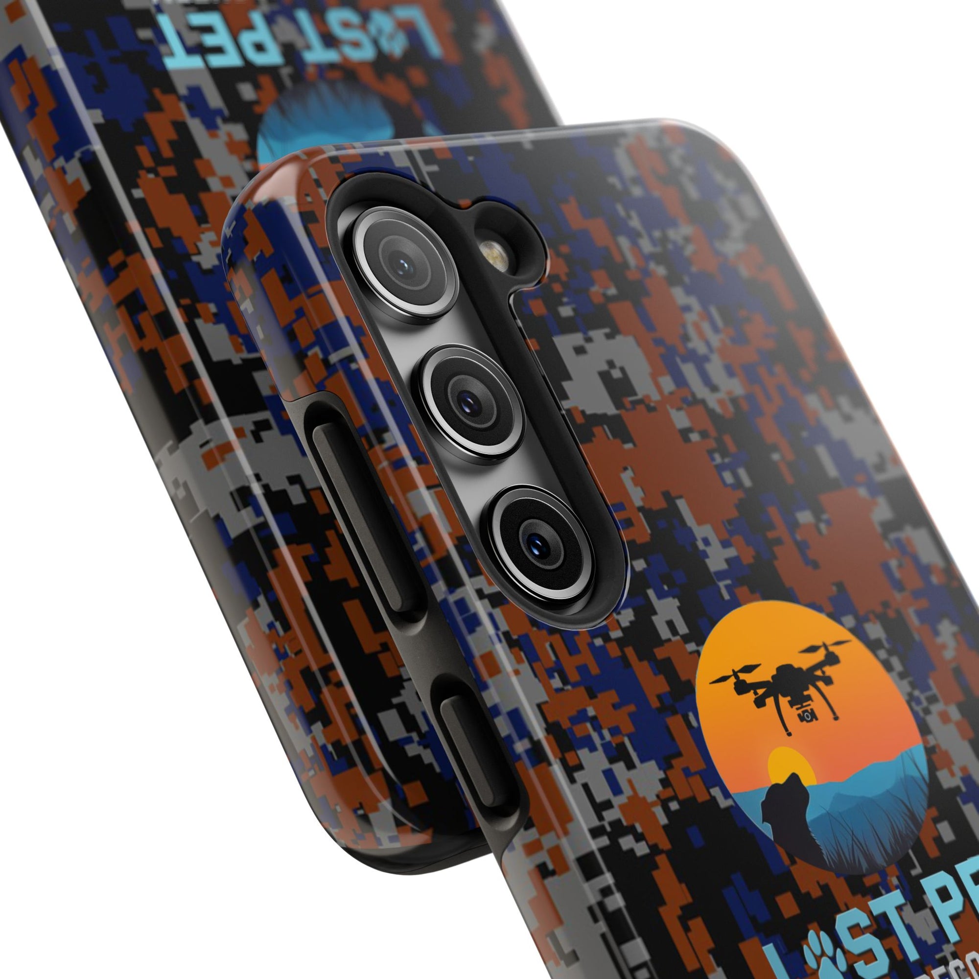 Lost Pet Drone Recovery Phone Case - Blue & Orange Camo