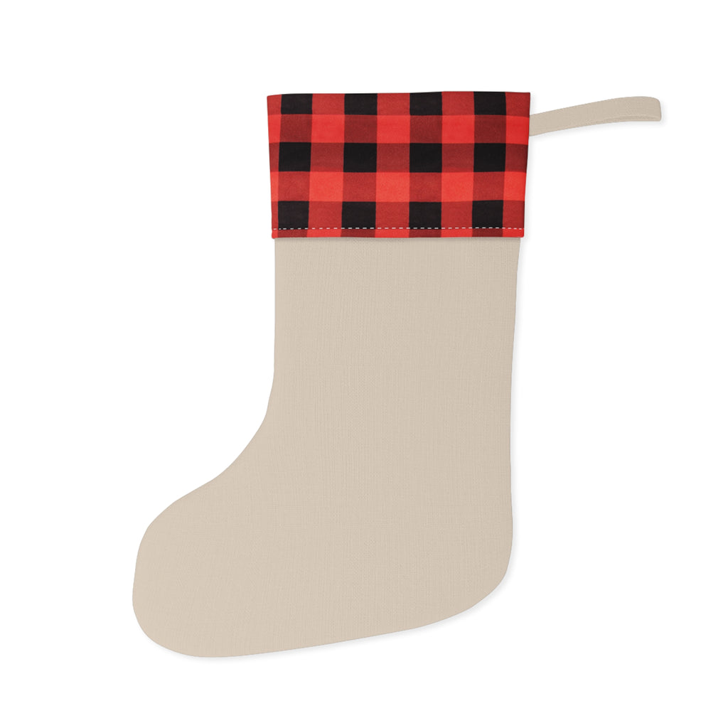 Christmas Stocking - 'Warm Hearts & Hot Cocoa' Red Plaid Holiday Stocking - Lost Pet Drone Recovery