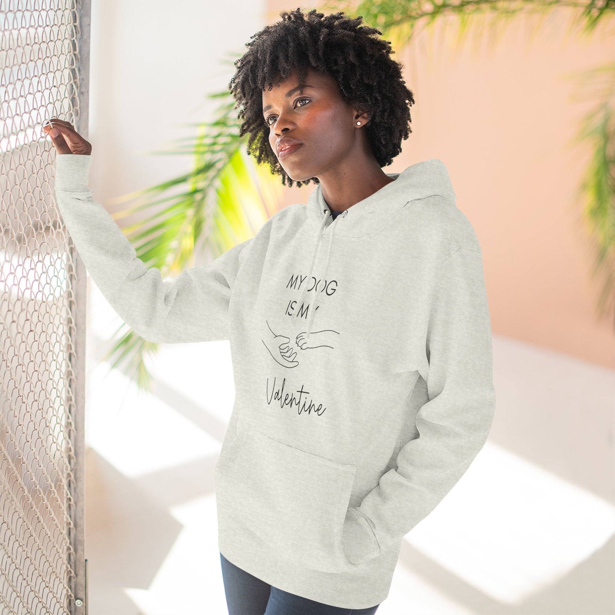 Fleece Hoodie - My Dog is My Valentine - LPDR