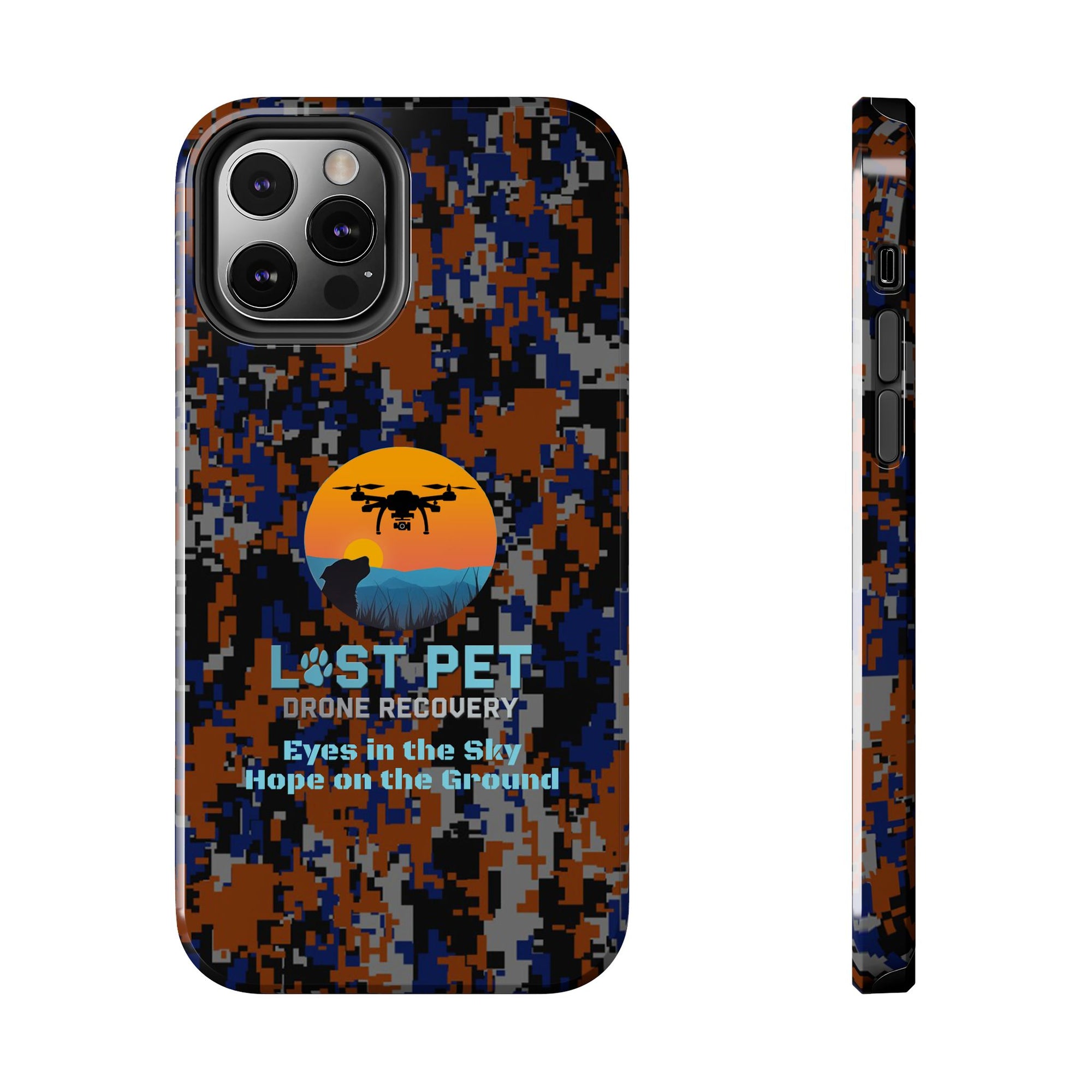Lost Pet Drone Recovery Phone Case - Blue & Orange Camo