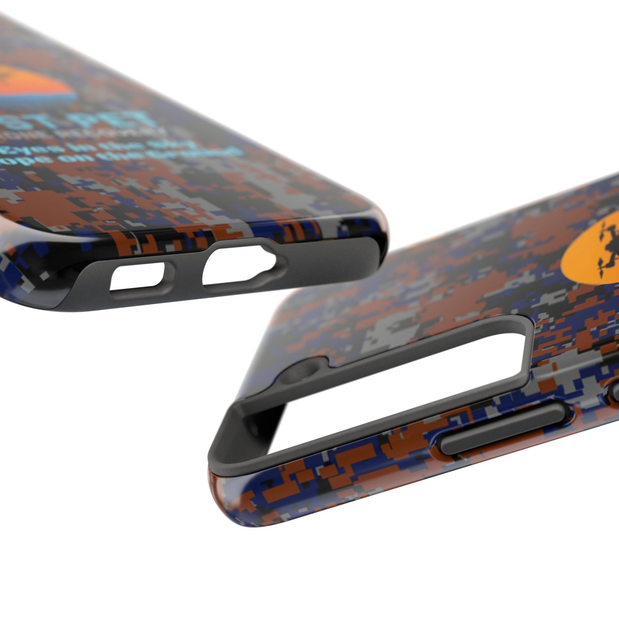 Lost Pet Drone Recovery Phone Case - Blue & Orange Camo