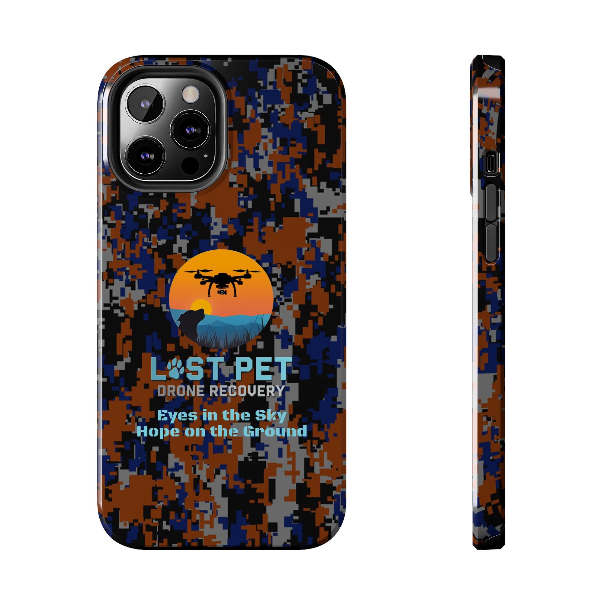 Lost Pet Drone Recovery Phone Case - Blue & Orange Camo