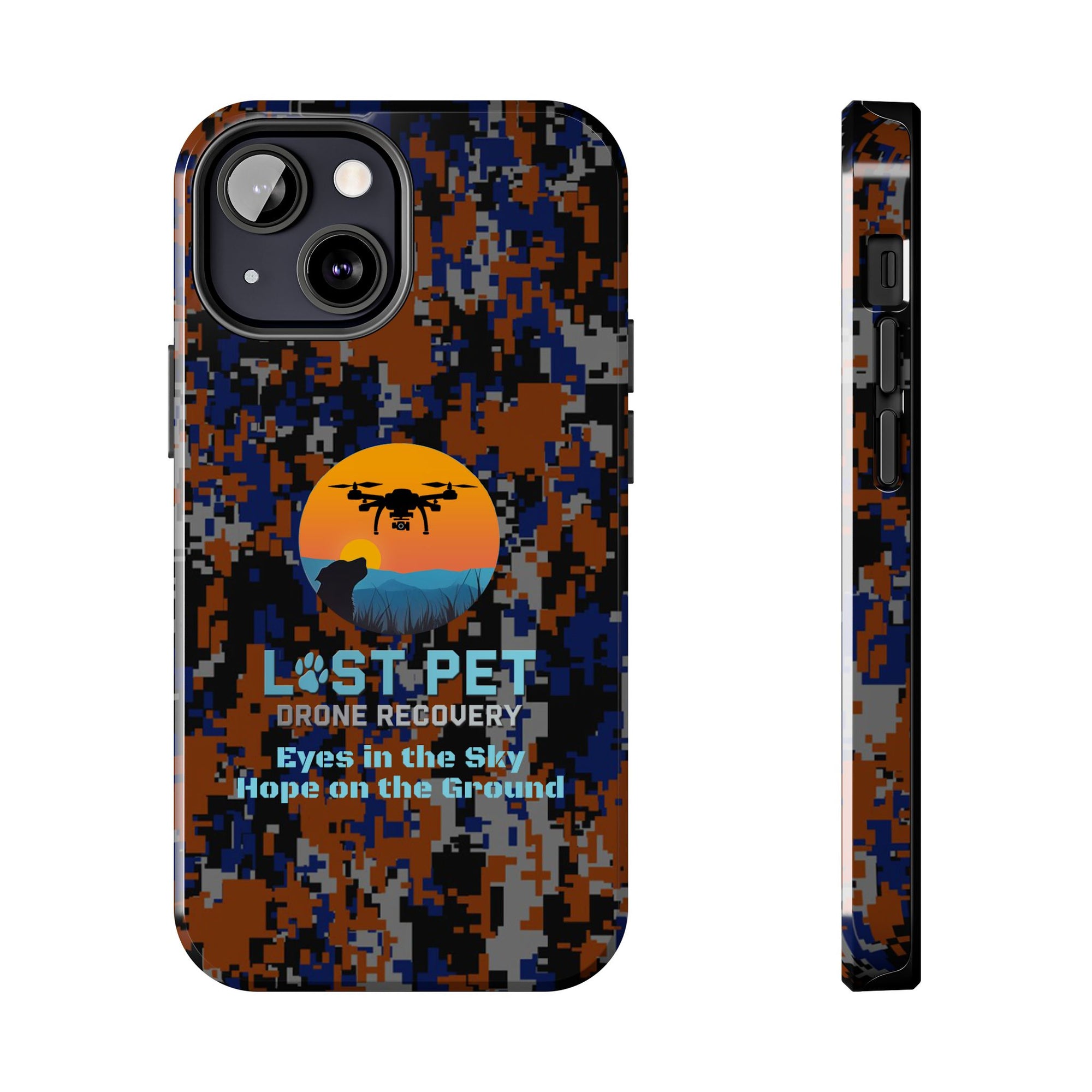 Lost Pet Drone Recovery Phone Case - Blue & Orange Camo