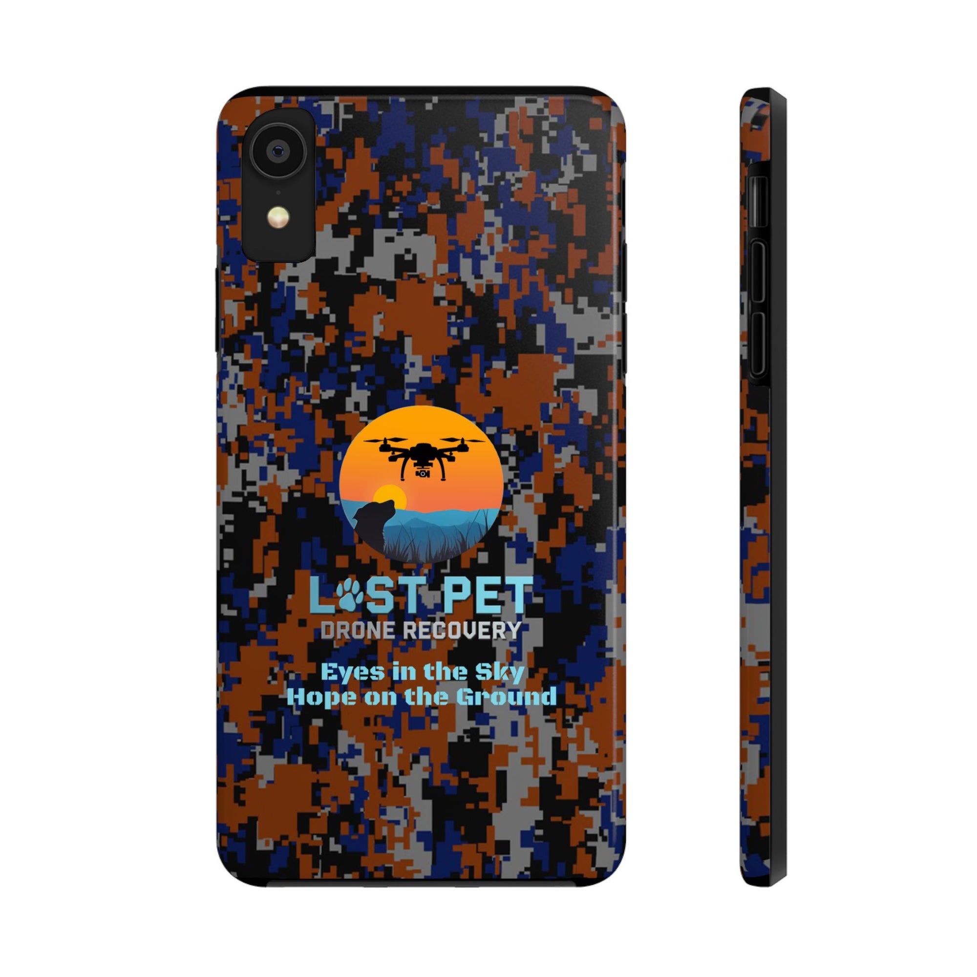Lost Pet Drone Recovery Phone Case - Blue & Orange Camo