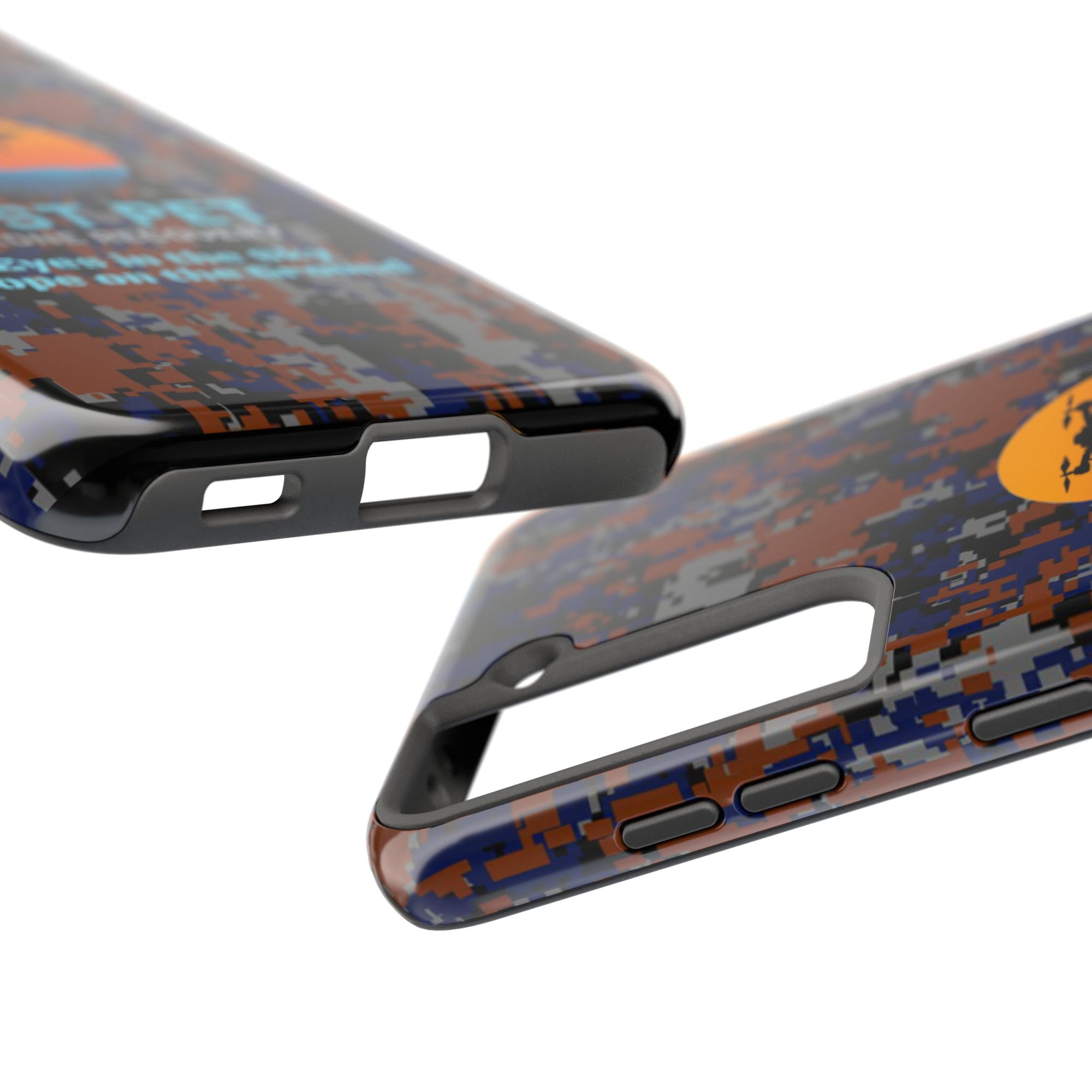 Lost Pet Drone Recovery Phone Case - Blue & Orange Camo