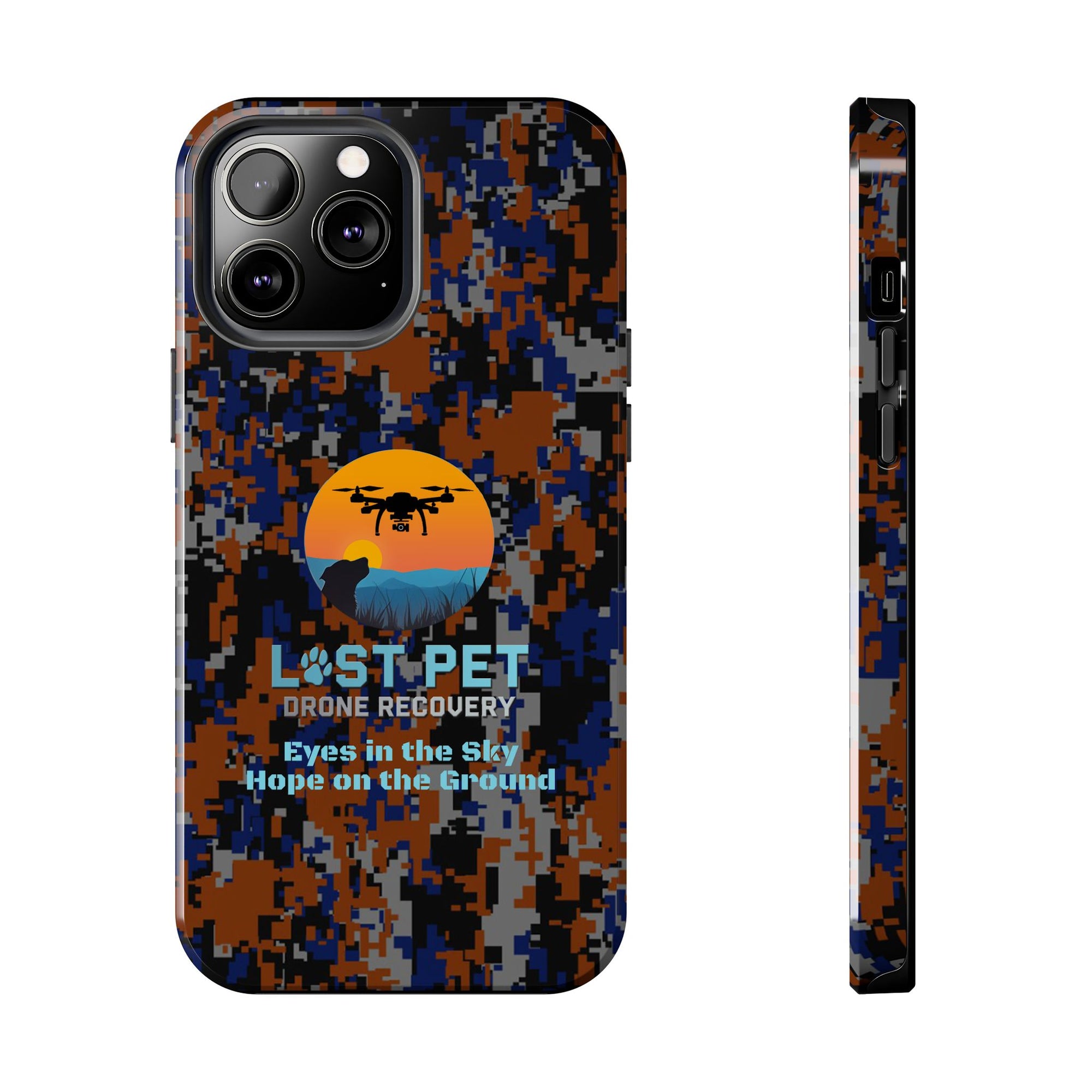 Lost Pet Drone Recovery Phone Case - Blue & Orange Camo