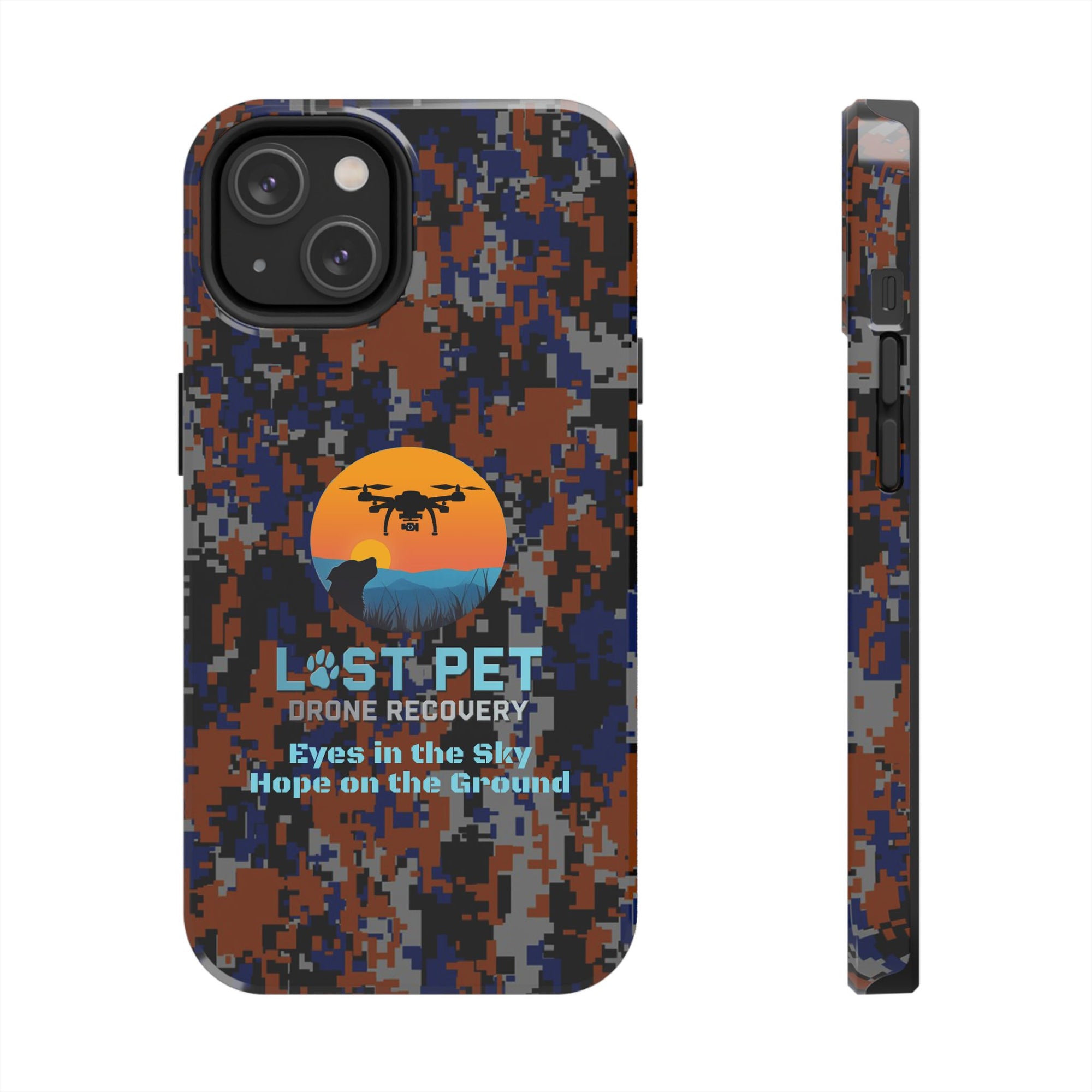 Lost Pet Drone Recovery Phone Case - Blue & Orange Camo