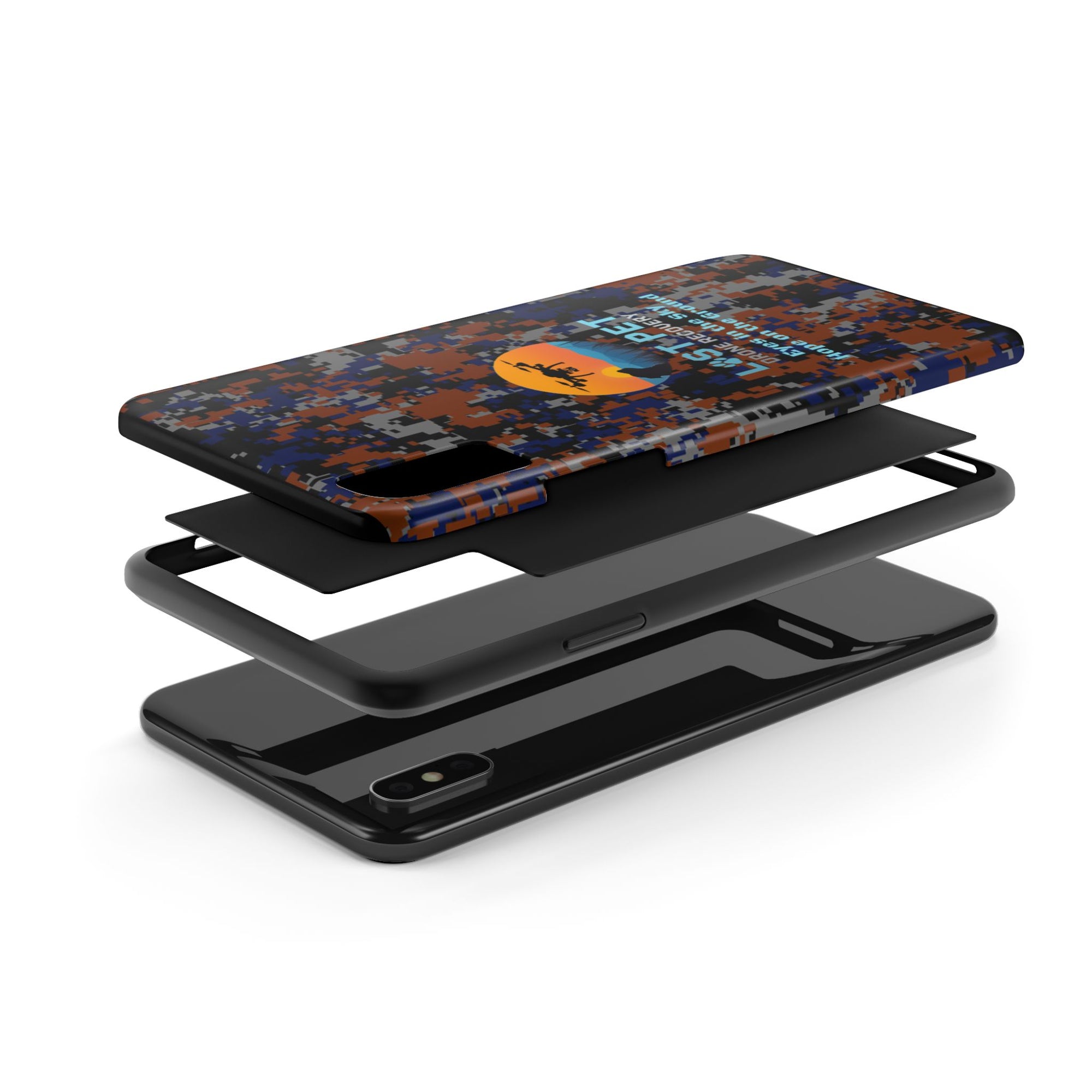 Lost Pet Drone Recovery Phone Case - Blue & Orange Camo