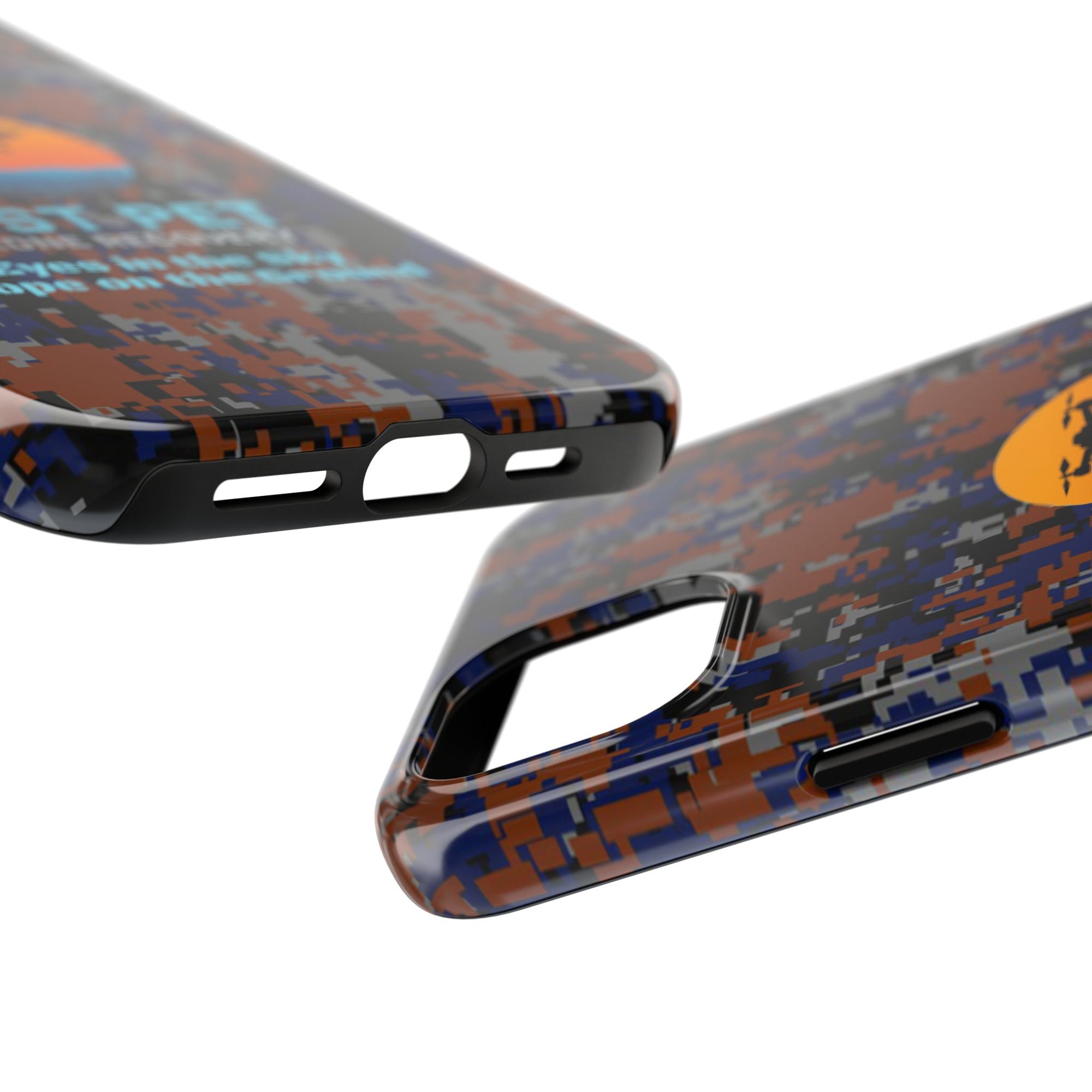 Lost Pet Drone Recovery Phone Case - Blue & Orange Camo