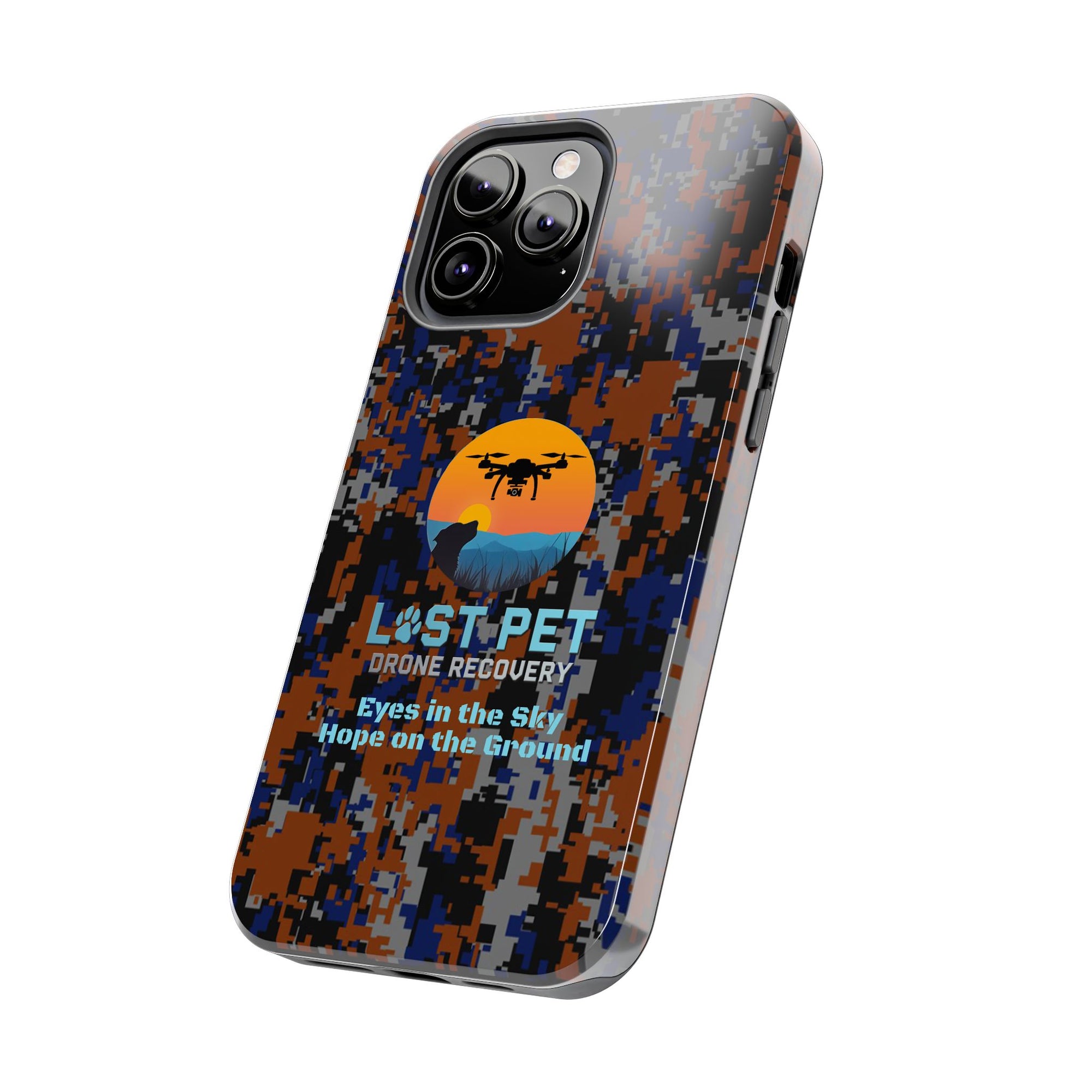 Lost Pet Drone Recovery Phone Case - Blue & Orange Camo