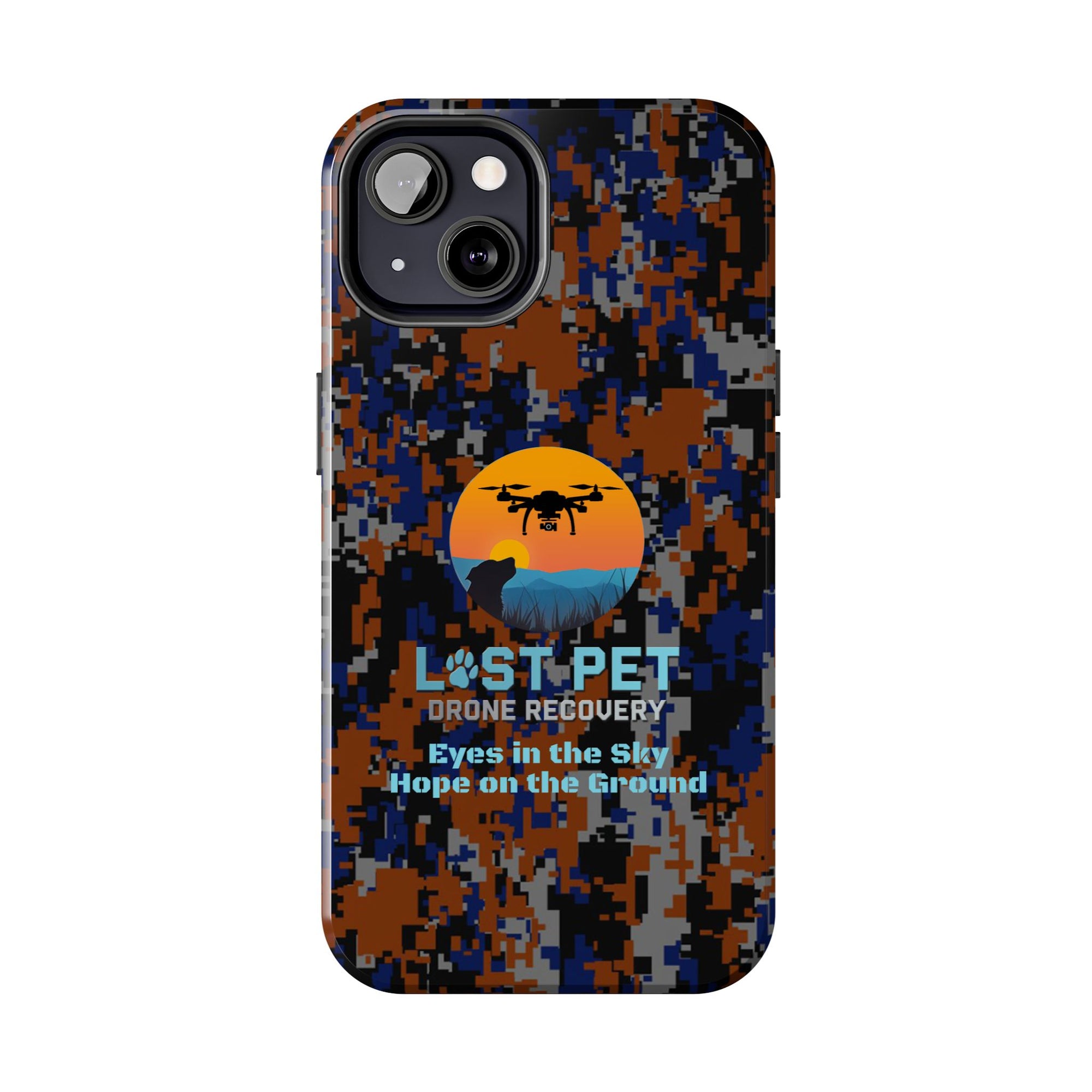 Lost Pet Drone Recovery Phone Case - Blue & Orange Camo