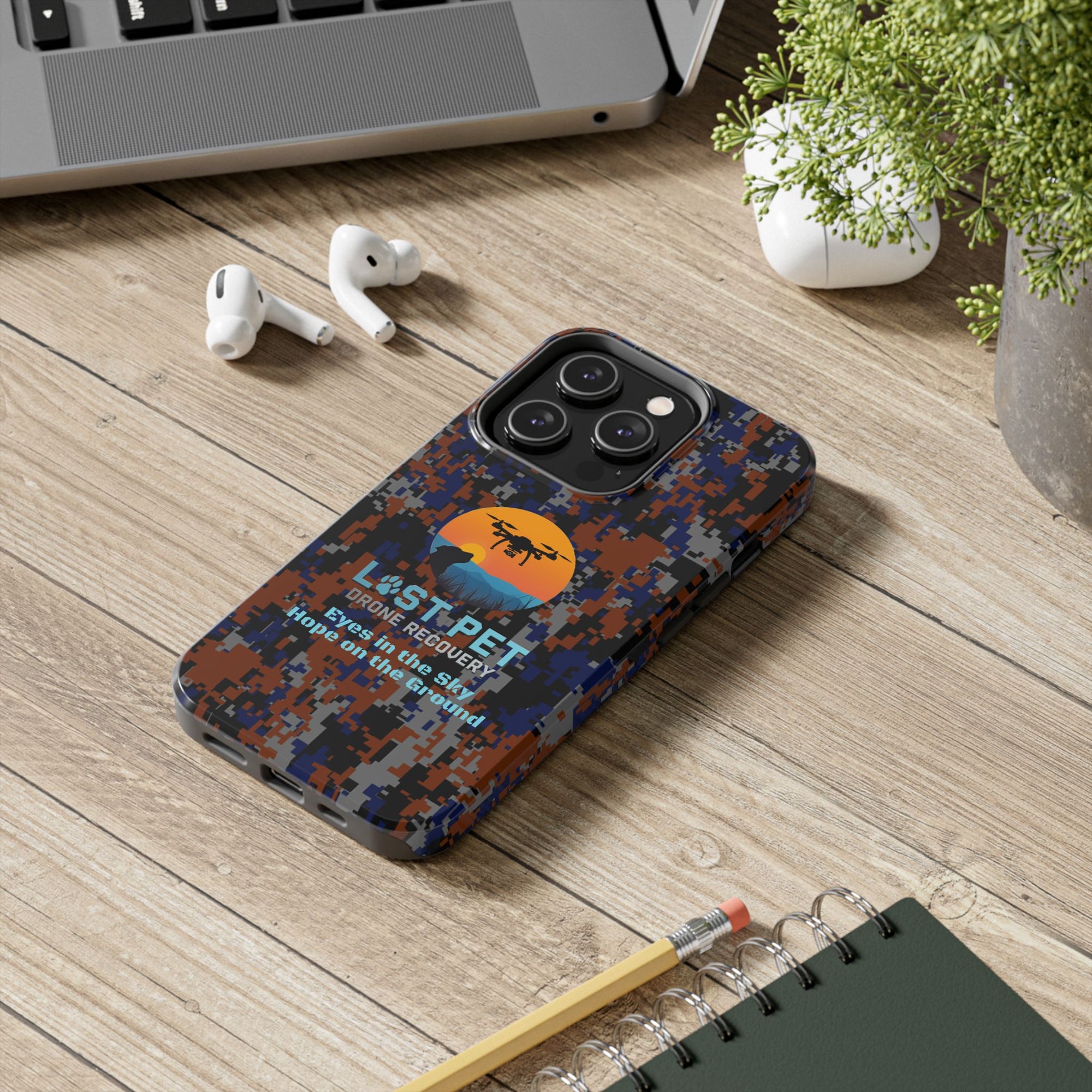 Lost Pet Drone Recovery Phone Case - Blue & Orange Camo