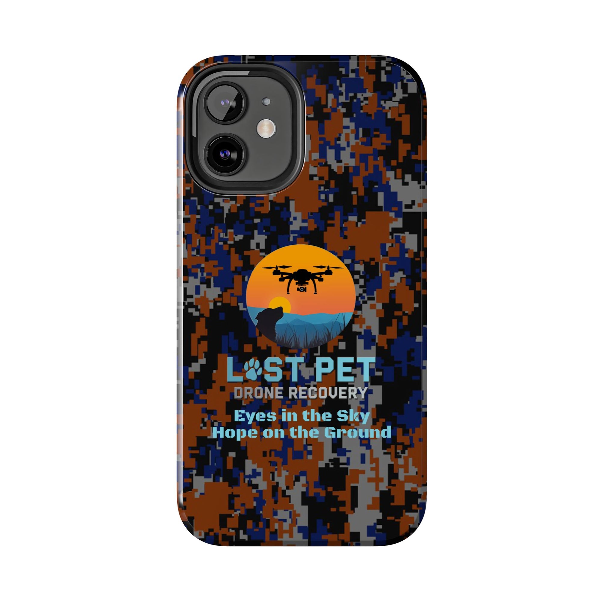 Lost Pet Drone Recovery Phone Case - Blue & Orange Camo