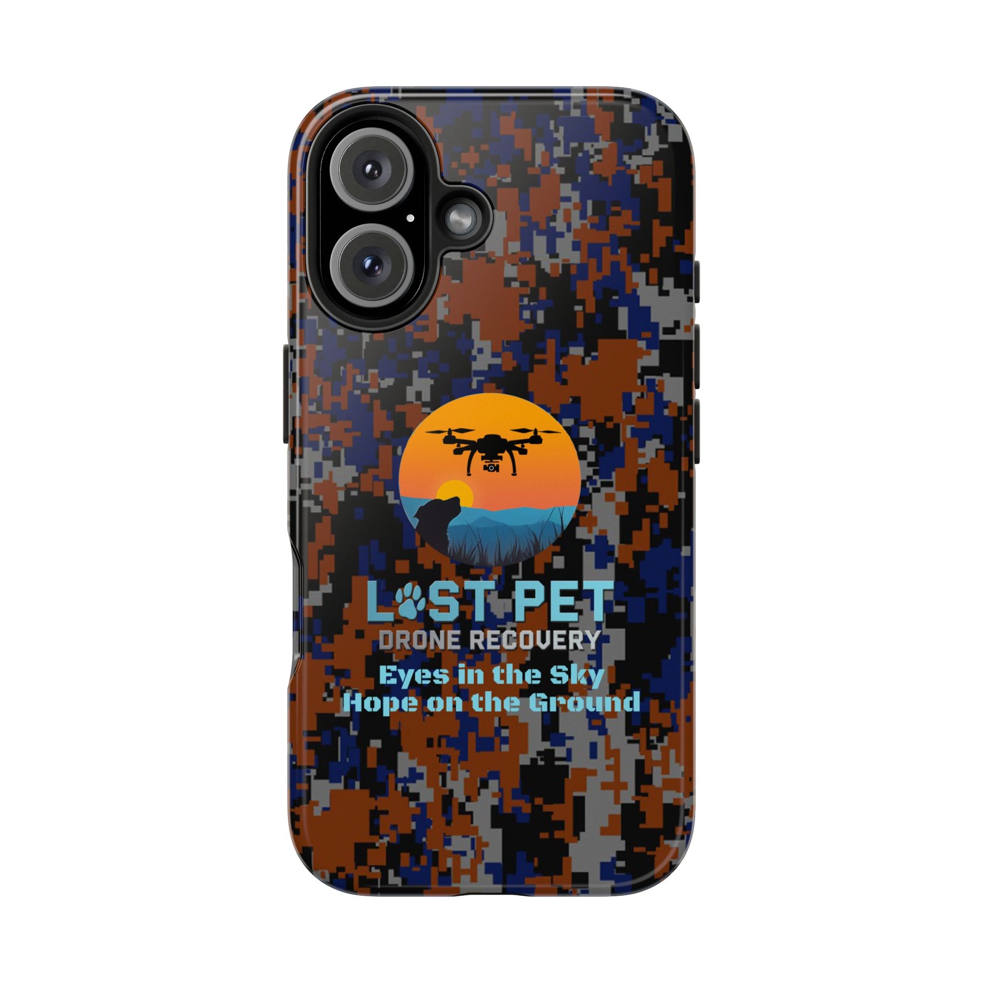 Lost Pet Drone Recovery Phone Case - Blue & Orange Camo