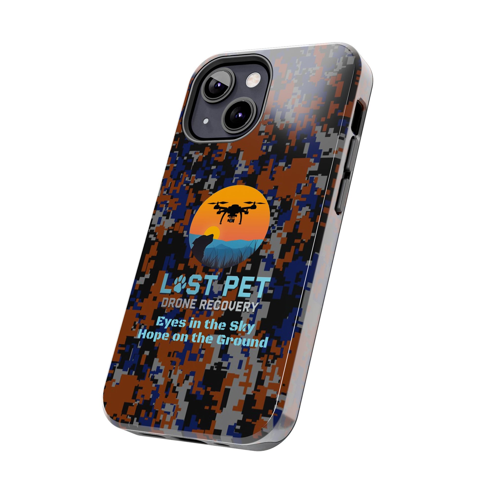 Lost Pet Drone Recovery Phone Case - Blue & Orange Camo