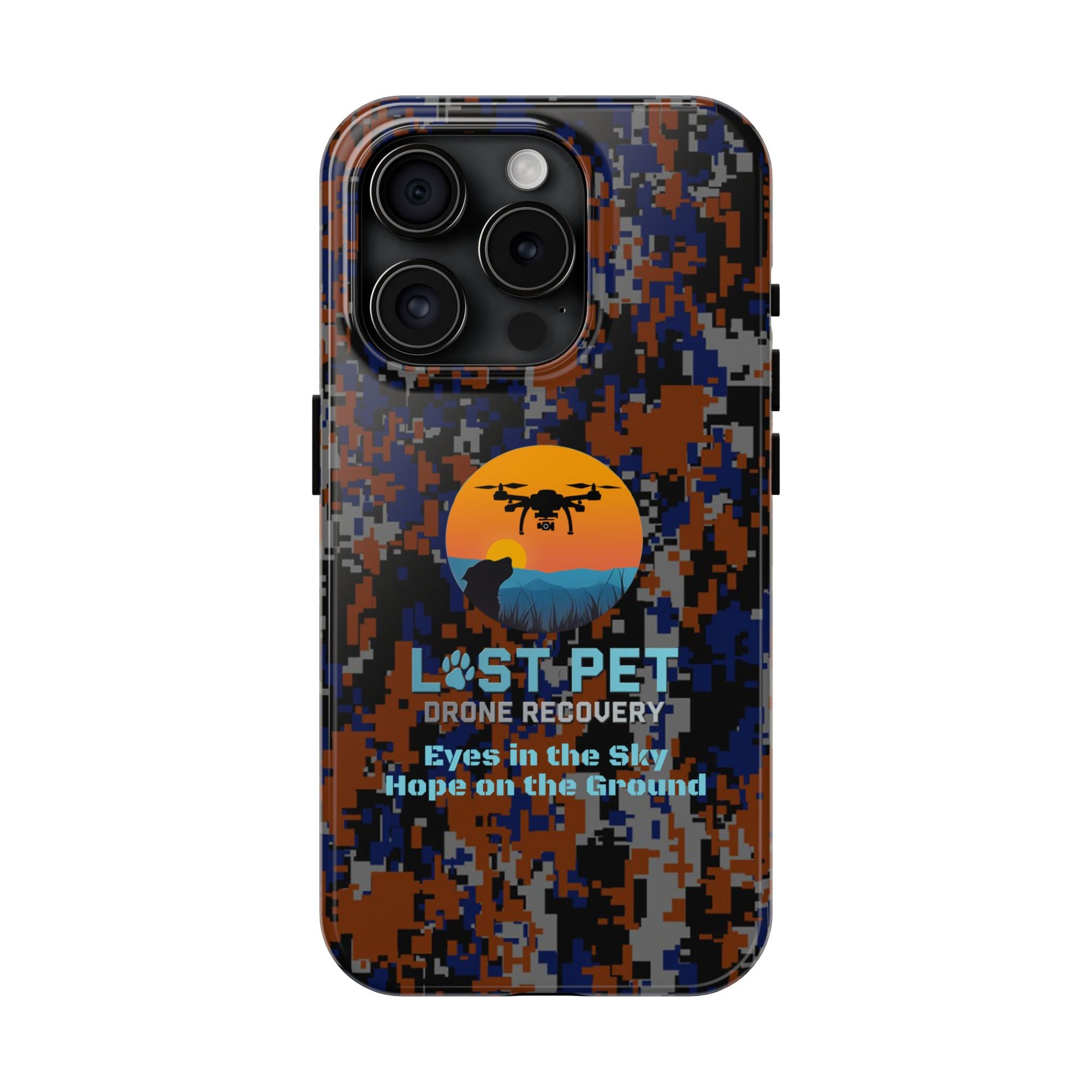 Lost Pet Drone Recovery Phone Case - Blue & Orange Camo