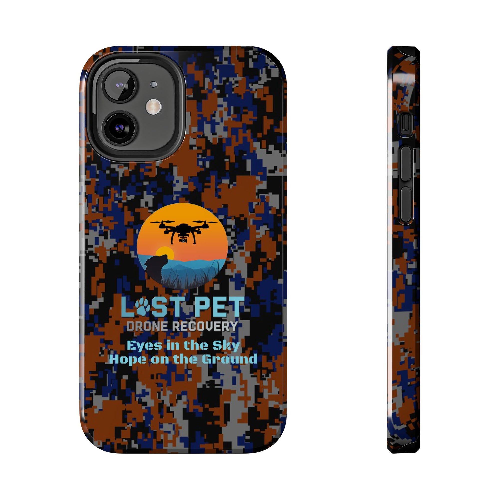 Lost Pet Drone Recovery Phone Case - Blue & Orange Camo